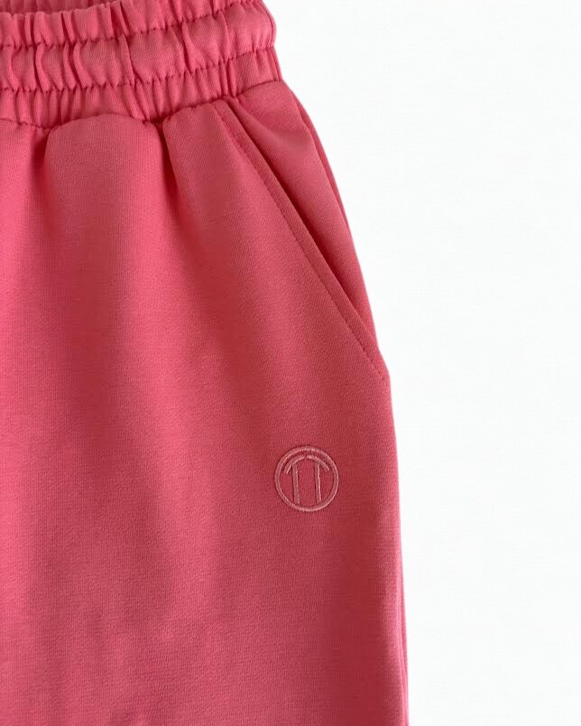 Unisex Beli Bağlamalı Pamuklu Cepli Reçmeli Paça PEMBE Eşofman Altı