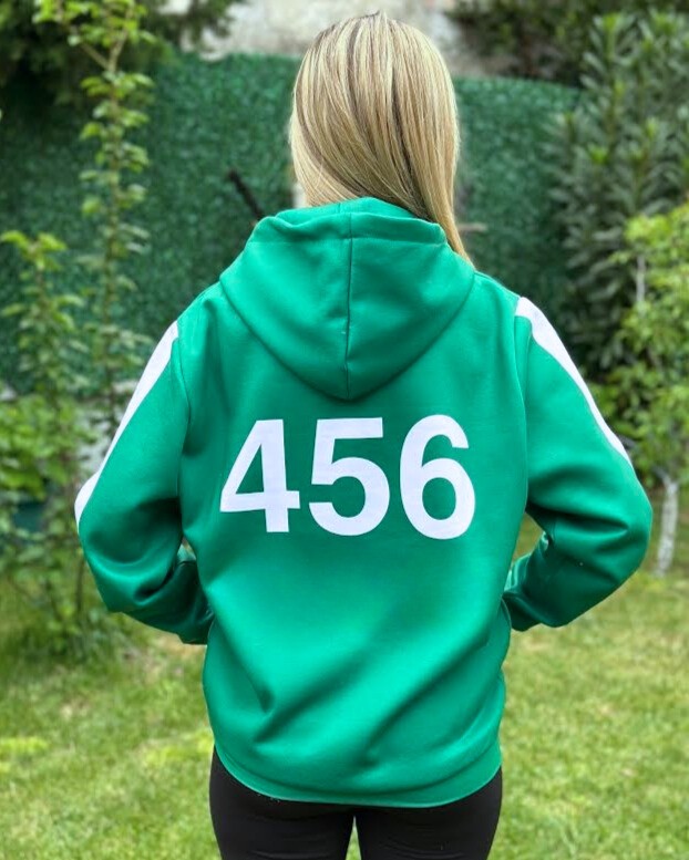 3D Baskılı Özel Tasarım Squit Game YEŞİL Unisex HOODIE