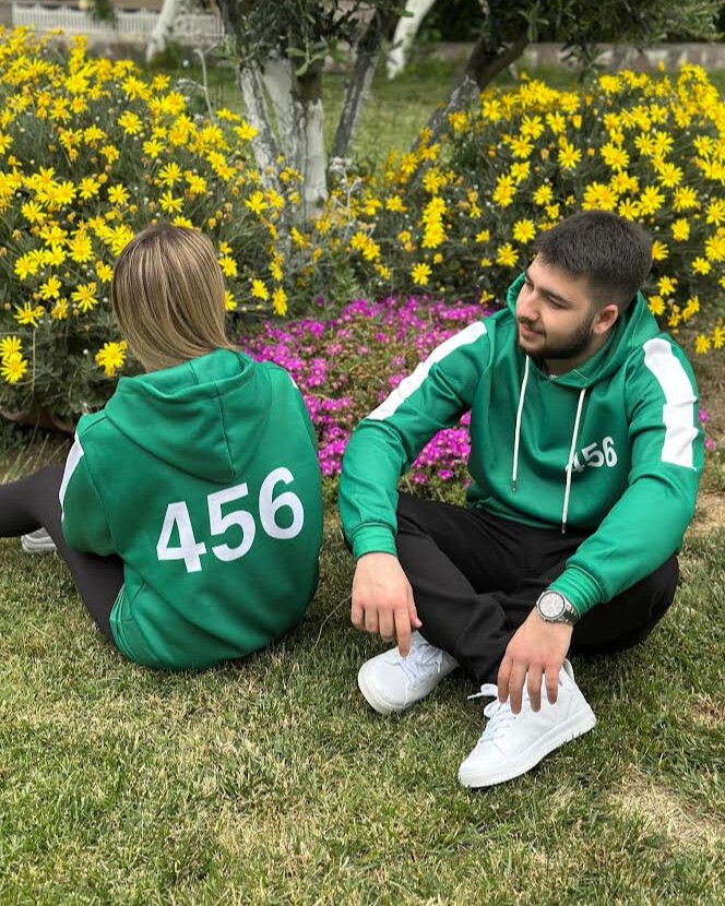 3D Baskılı Özel Tasarım Squit Game YEŞİL Unisex HOODIE