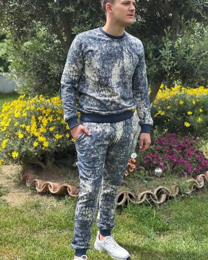 Batik Desen Baskılı Ribana Paça LACİVERT Sweatshirt&Alt Takım