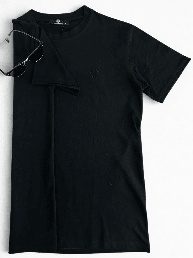 Premium Kumaş Fit Bisiklet Yaka %100 Pamuk Kısa Kol Unisex Basic SİYAH Tişört 