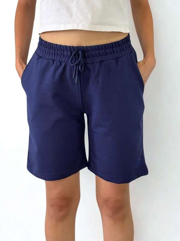 Unisex Beli Bağlamalı Pamuklu Cepli LACİVERT Şort