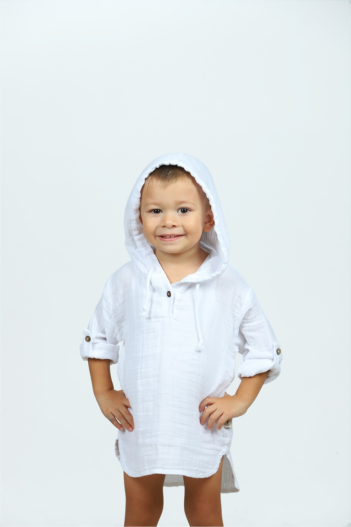 2 Kat Müslin Unisex Bebek Gömleği - Beyaz