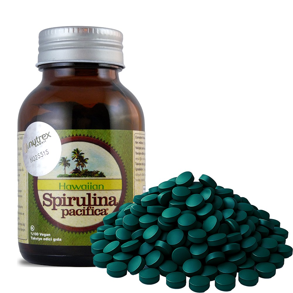 200 Tablet x 500 mg Hawaii Spirulina Net:100g (Cam Kavanoz)