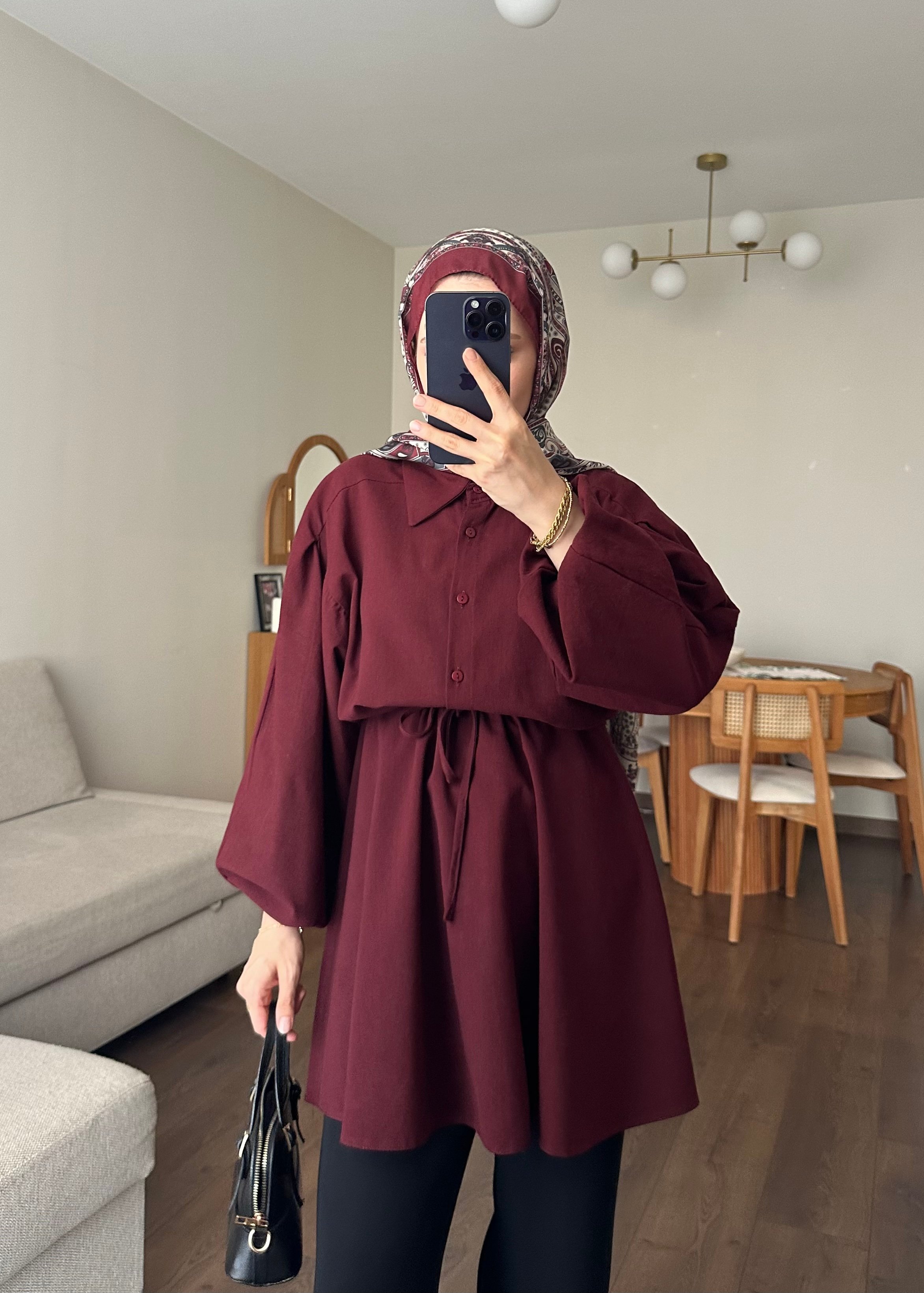 KETEN GÖMLEK - Bordo 