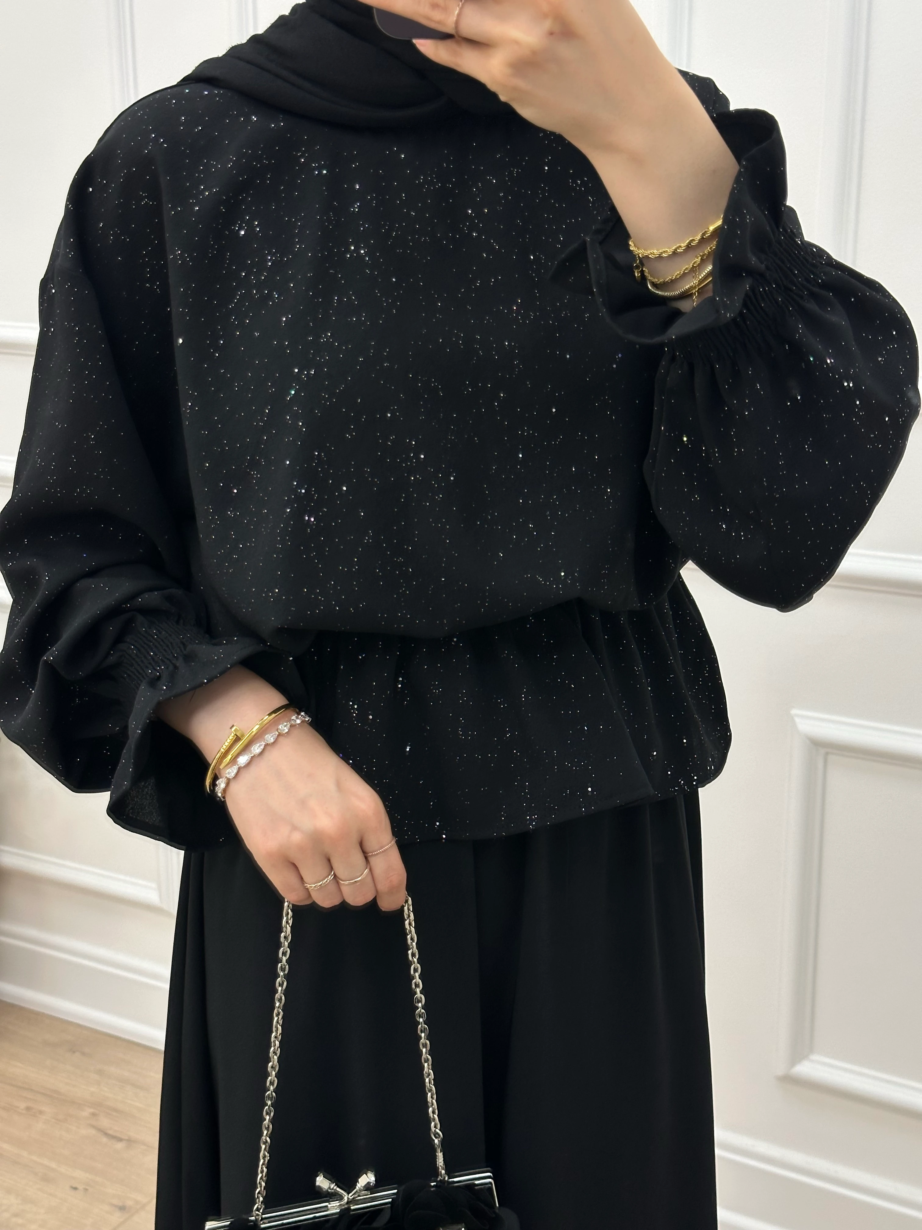 SHINE ETEKLİ TAKIM | Siyah 