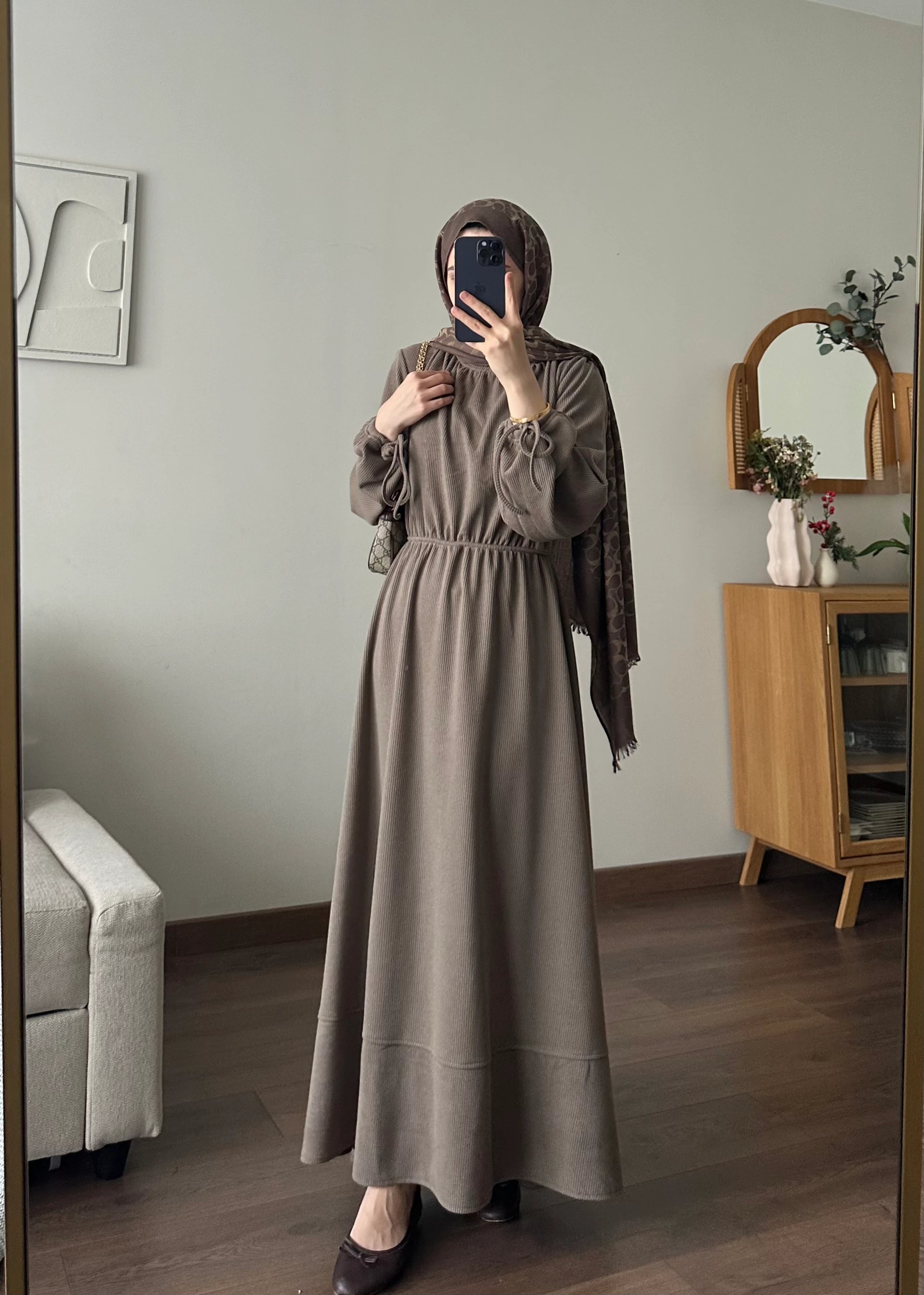 KESRY FİTİLLİ ELBİSE | Kahve 