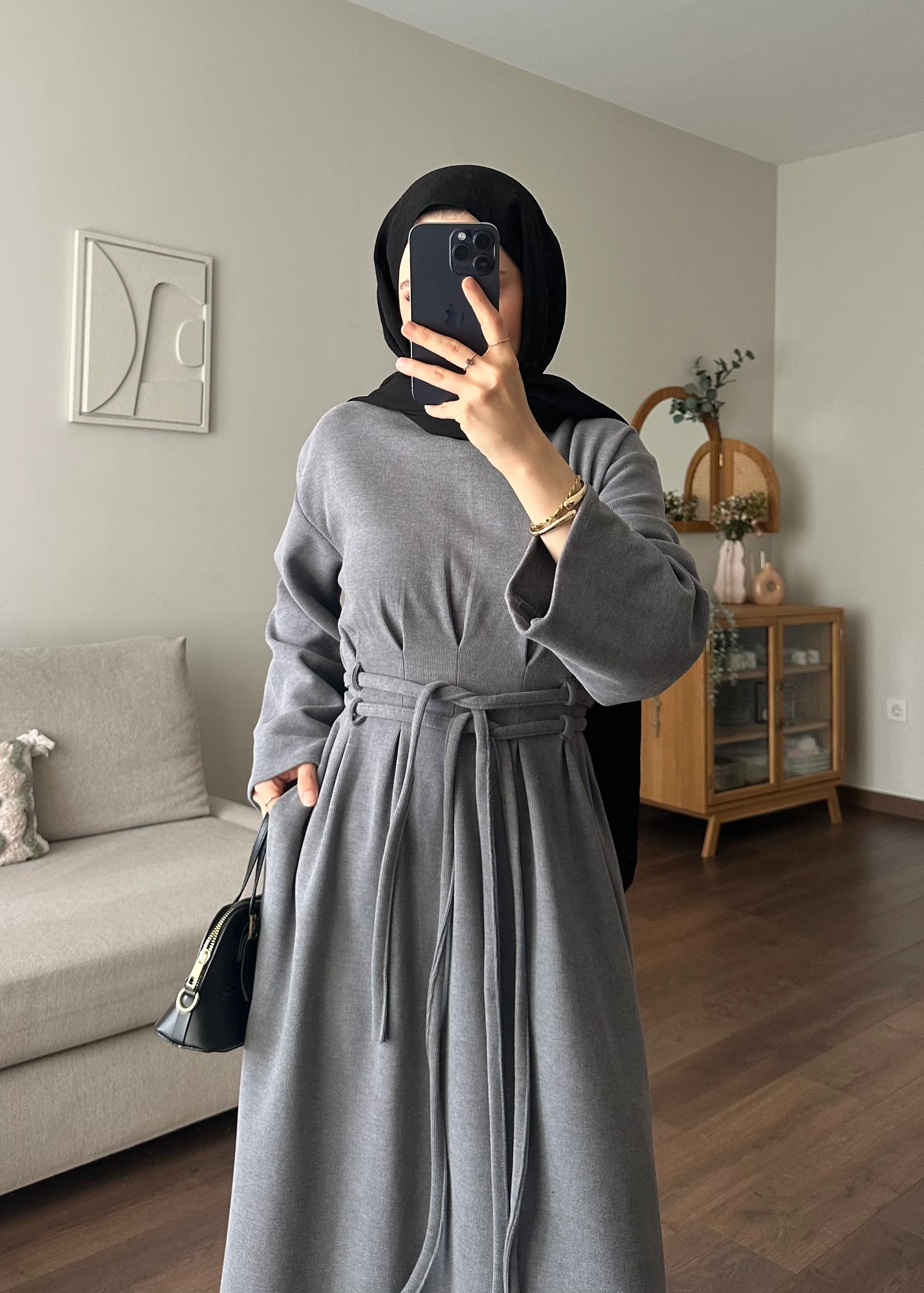 NEVA ÖRME ELBİSE | Gri 