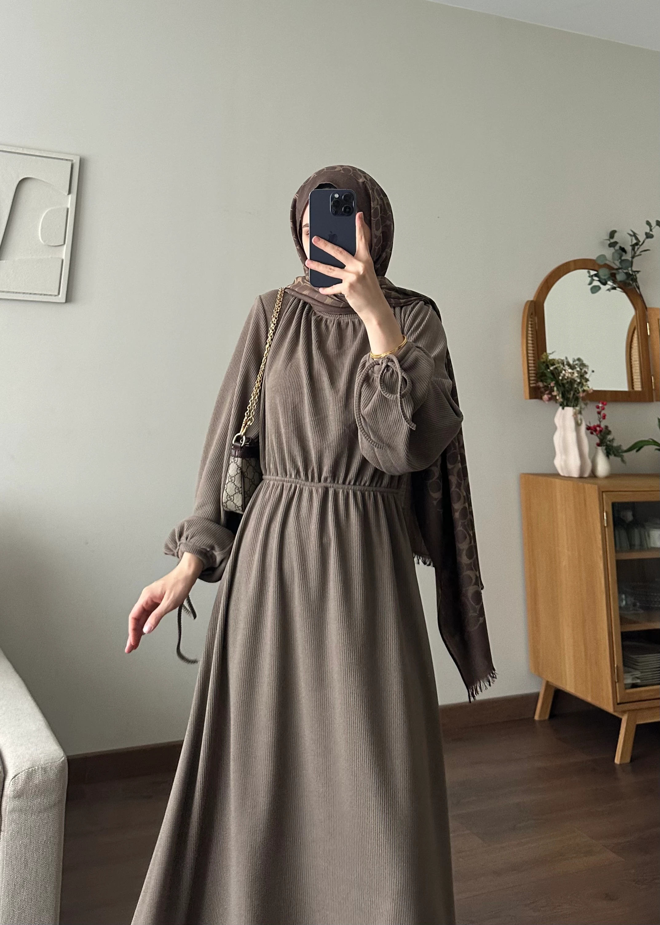 KESRY FİTİLLİ ELBİSE | Kahve 