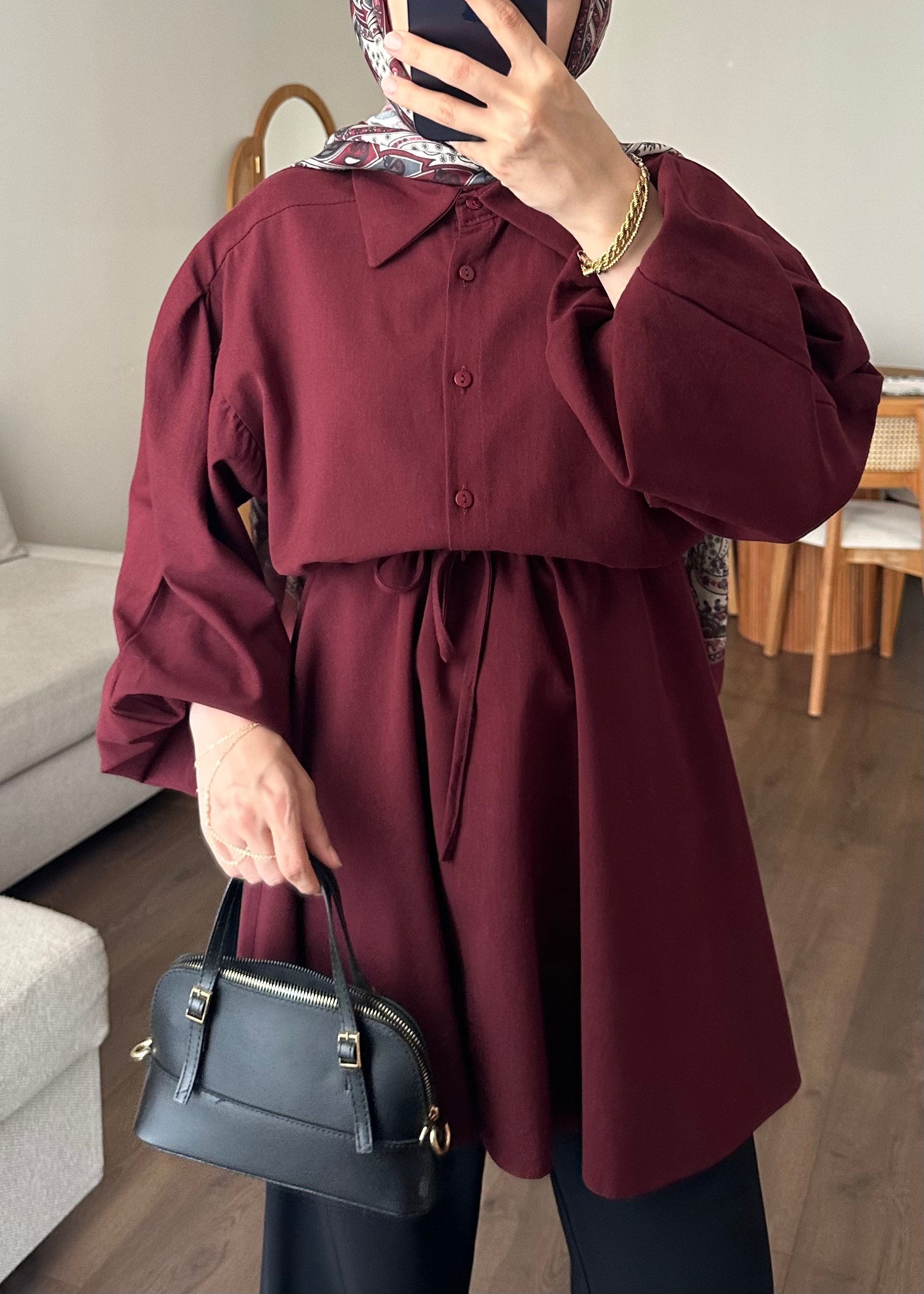 KETEN GÖMLEK - Bordo 
