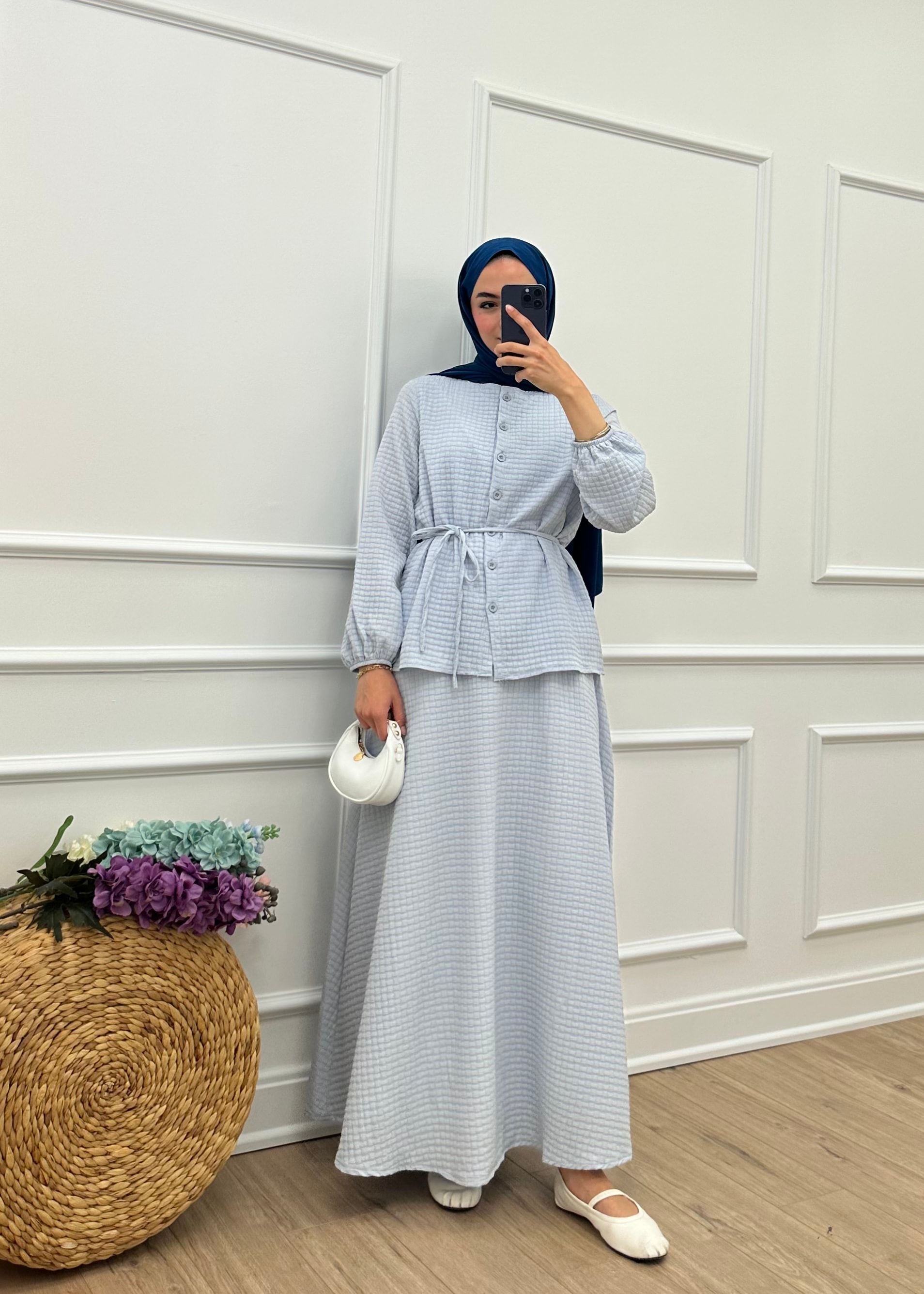 GOFRE ETEKLİ TAKIM | Mavi
