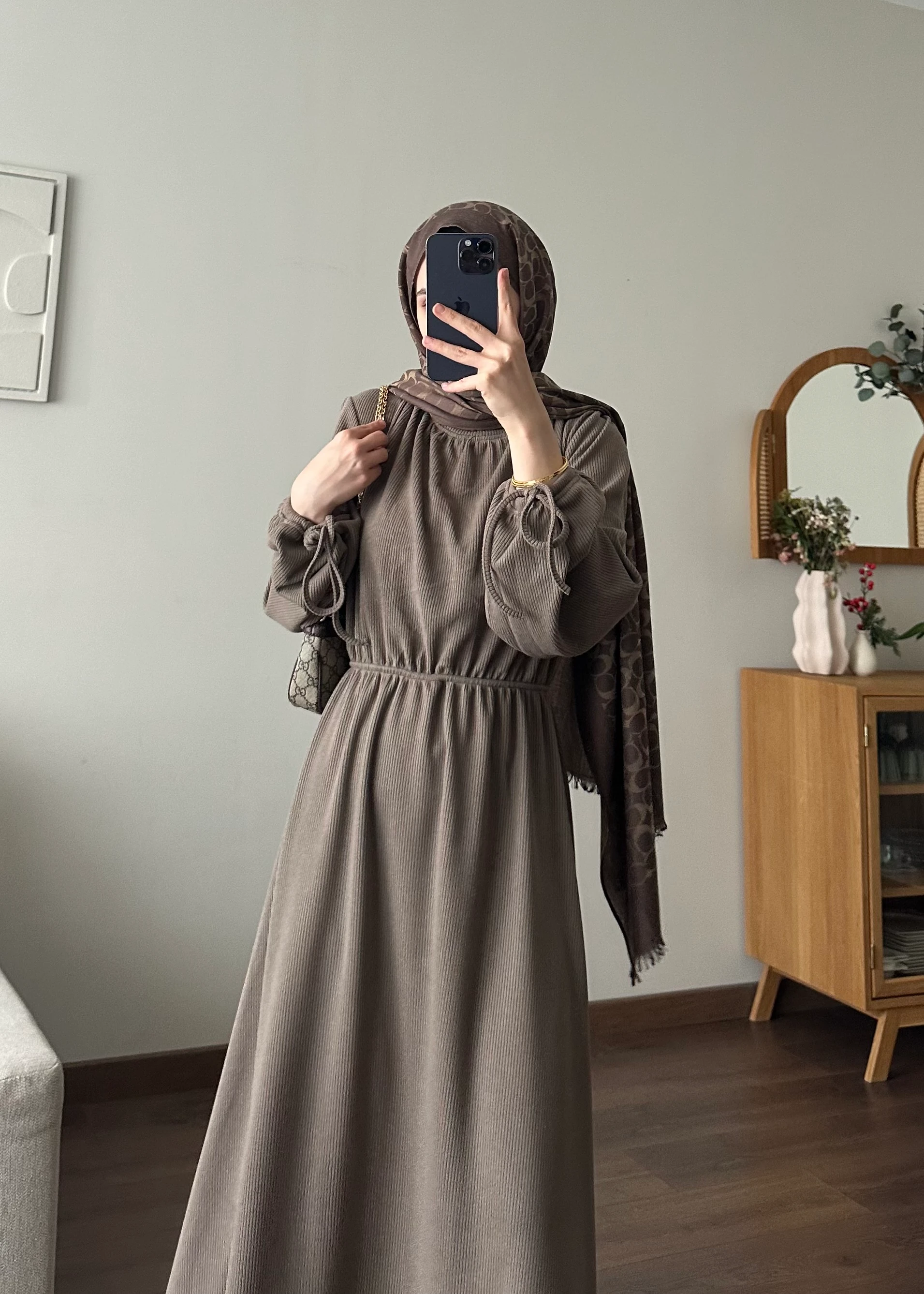 KESRY FİTİLLİ ELBİSE | Kahve 