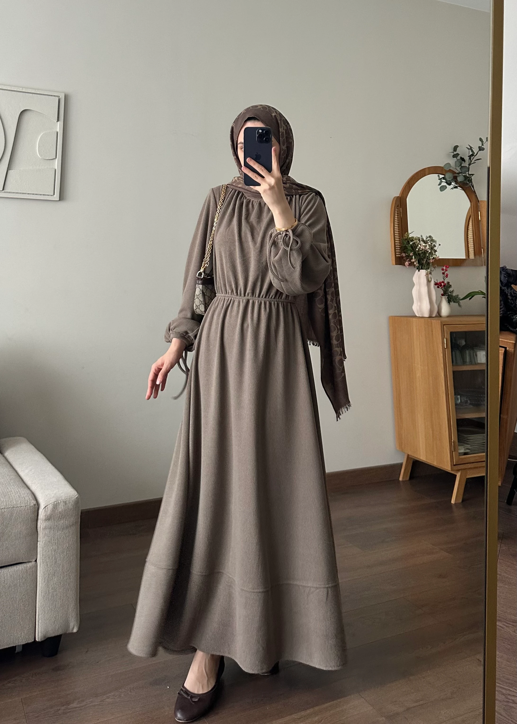 KESRY FİTİLLİ ELBİSE | Kahve 