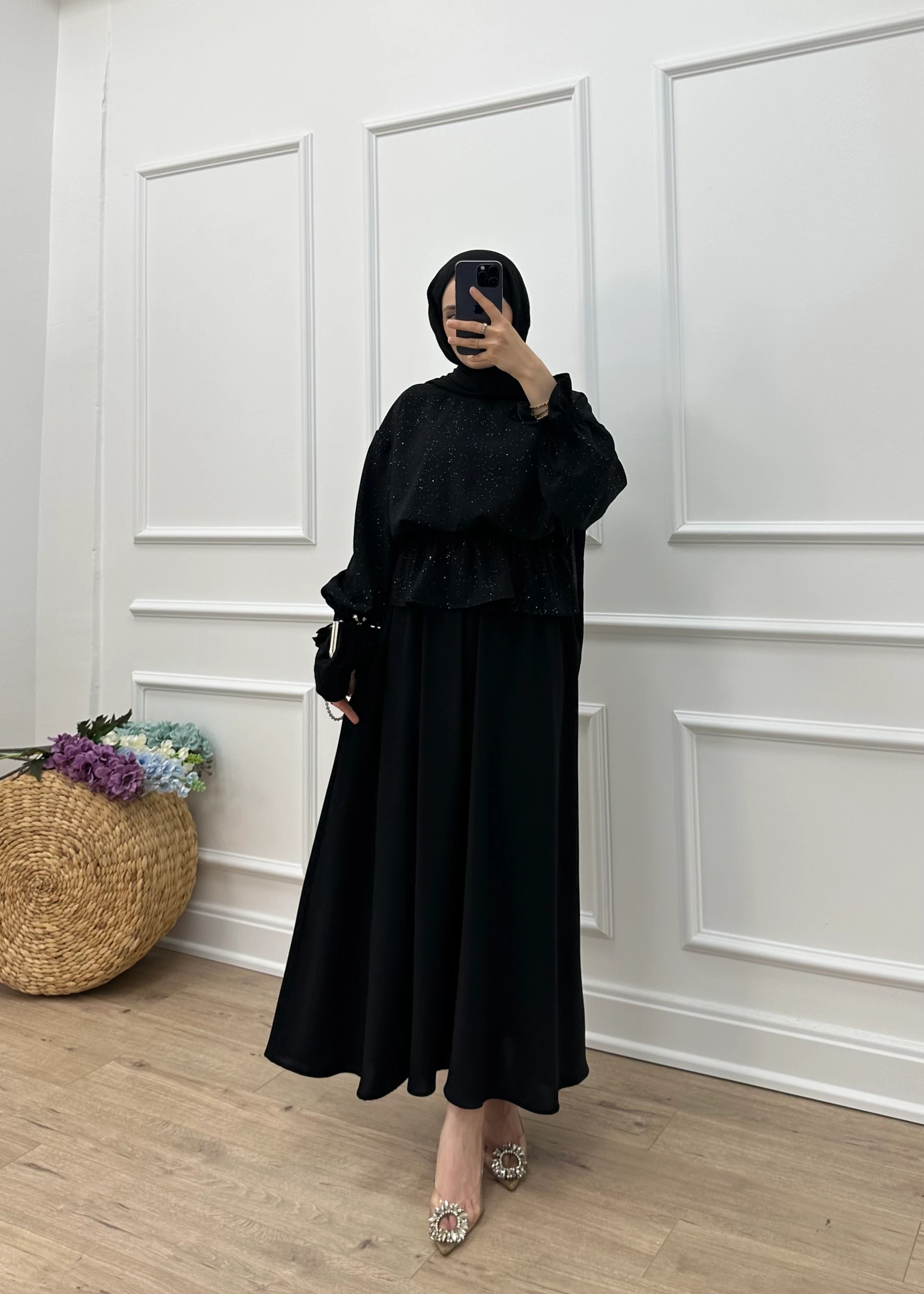 SHINE ETEKLİ TAKIM | Siyah 