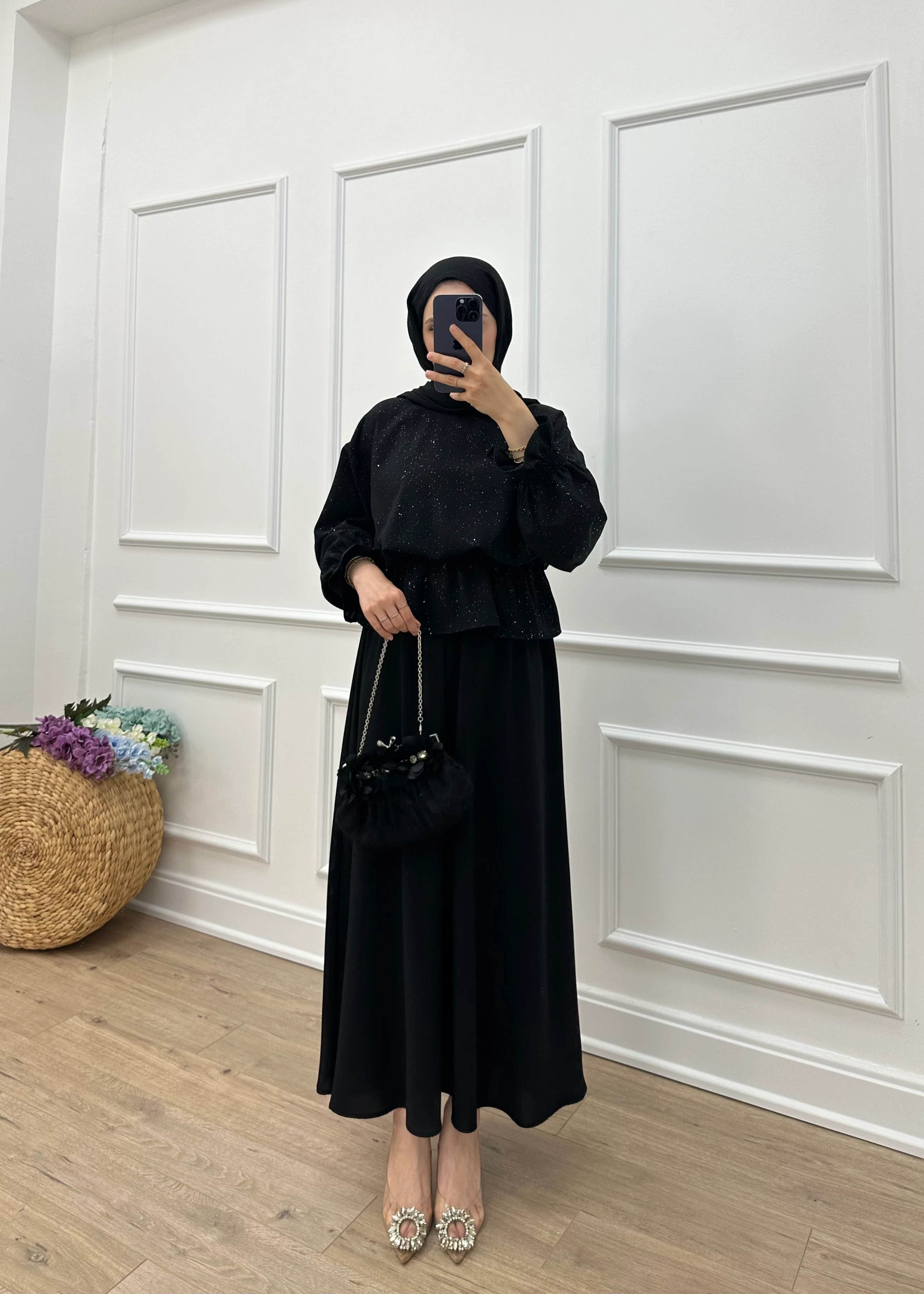 SHINE ETEKLİ TAKIM | Siyah 