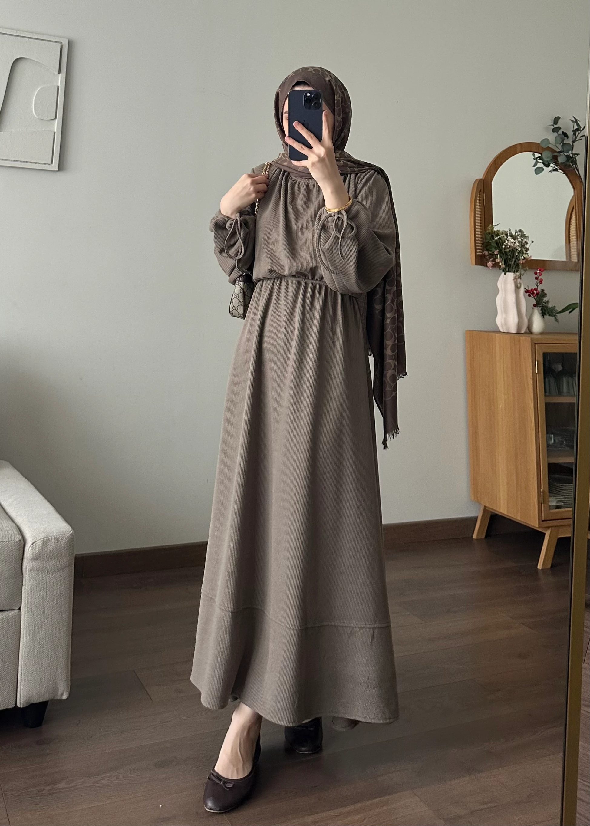 KESRY FİTİLLİ ELBİSE | Kahve 