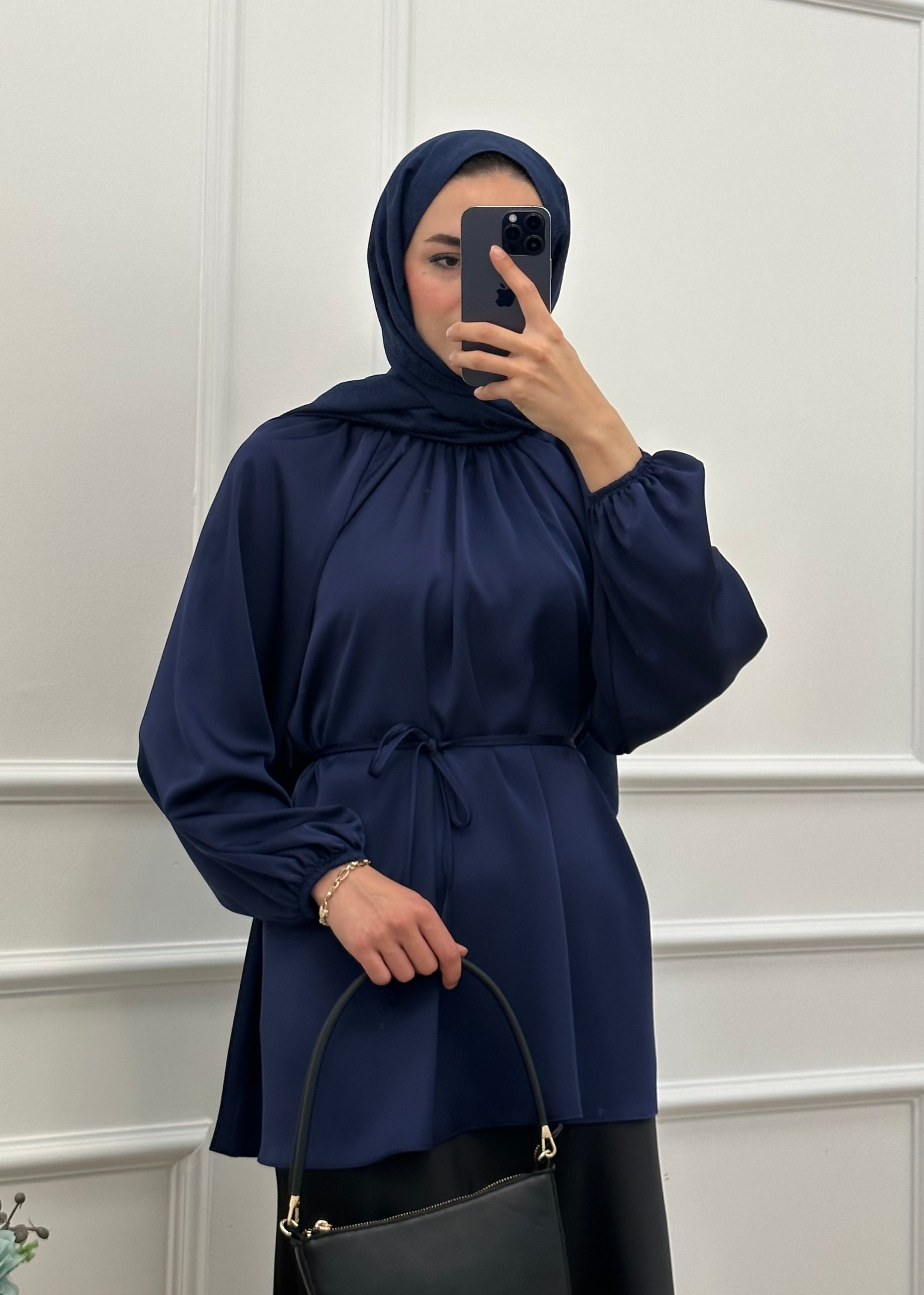 Saten Tunik - Lacivert