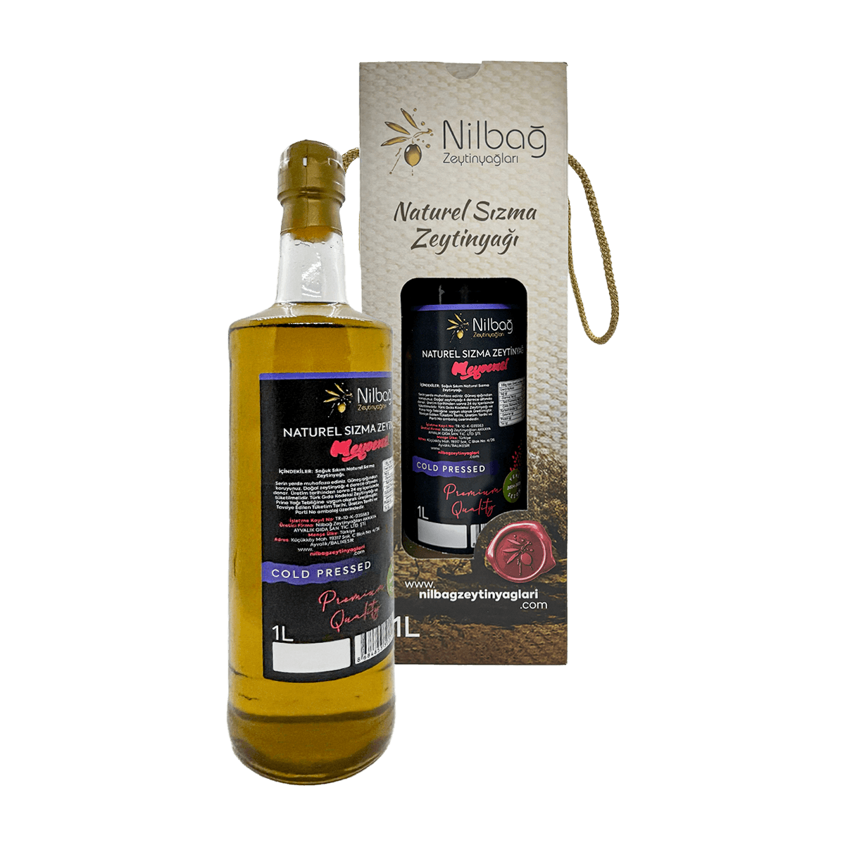 Nilbağ Meyvemsi Naturel Sızma Zeytinyağı – Erken Hasat (1L Kutulu Hediyelik, Cold Pressed)