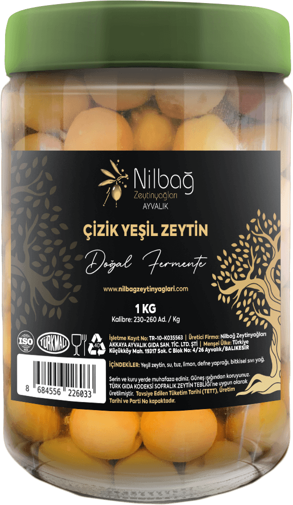 DOĞAL FERMENTE ÇİZİK YEŞİL ZEYTİN 1 KG