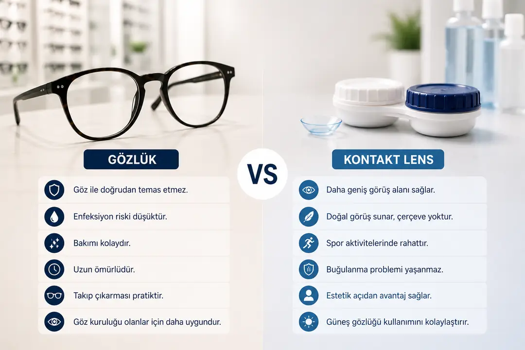 optik gözlük ve kontakt lens karşılaştırması