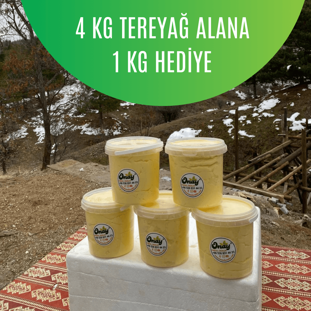 4 kg yayık tereyağı alana 1 kg tereyağ hediye paketi