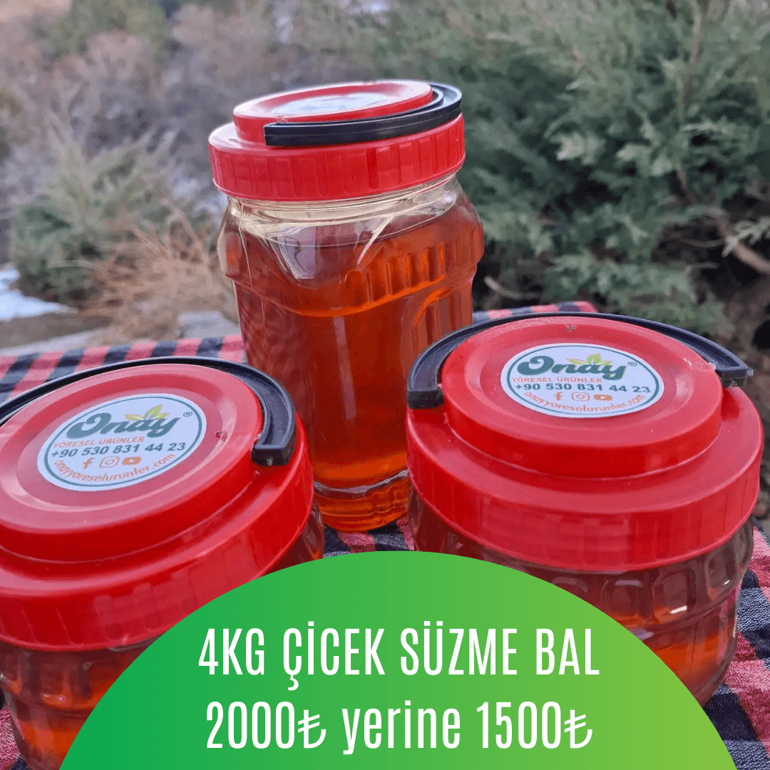 3 KG Organik Saf Petek Süzme Bal Alana 1 kg Hediye Paketi