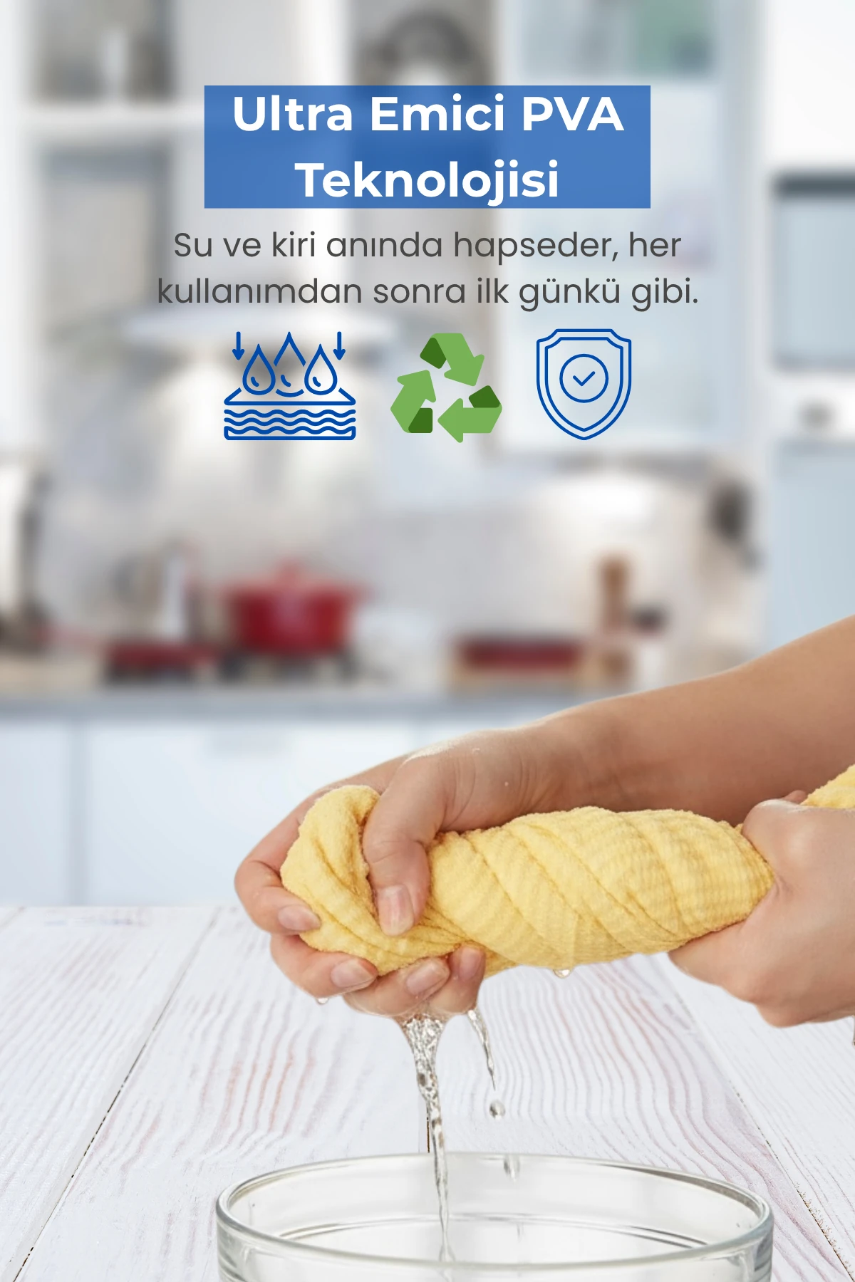 NoxClean Sarı PVA Sünger Bez – Süper Emici, Tüy Bırakmaz, Çok Amaçlı Temizlik Bezi