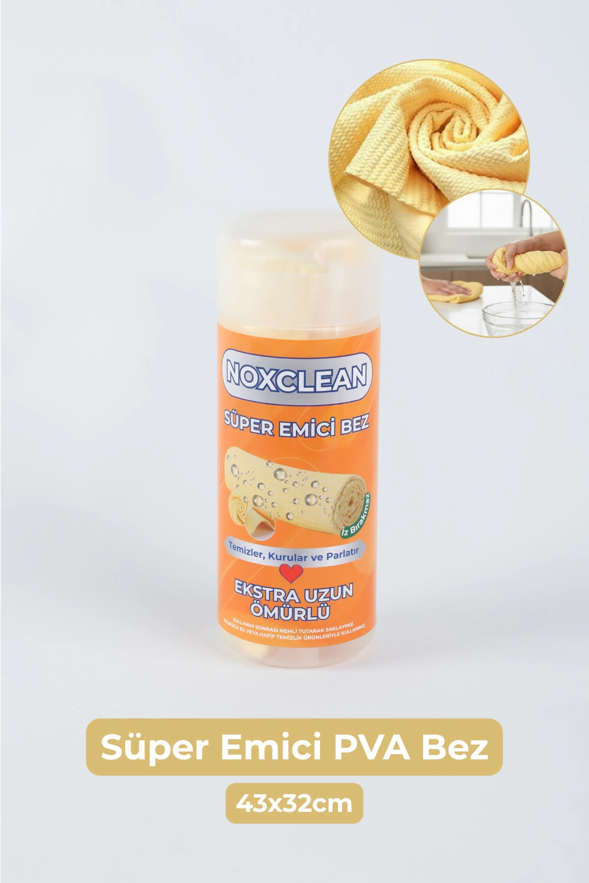 NoxClean Sarı PVA Sünger Bez – Süper Emici, Tüy Bırakmaz, Çok Amaçlı Temizlik Bezi