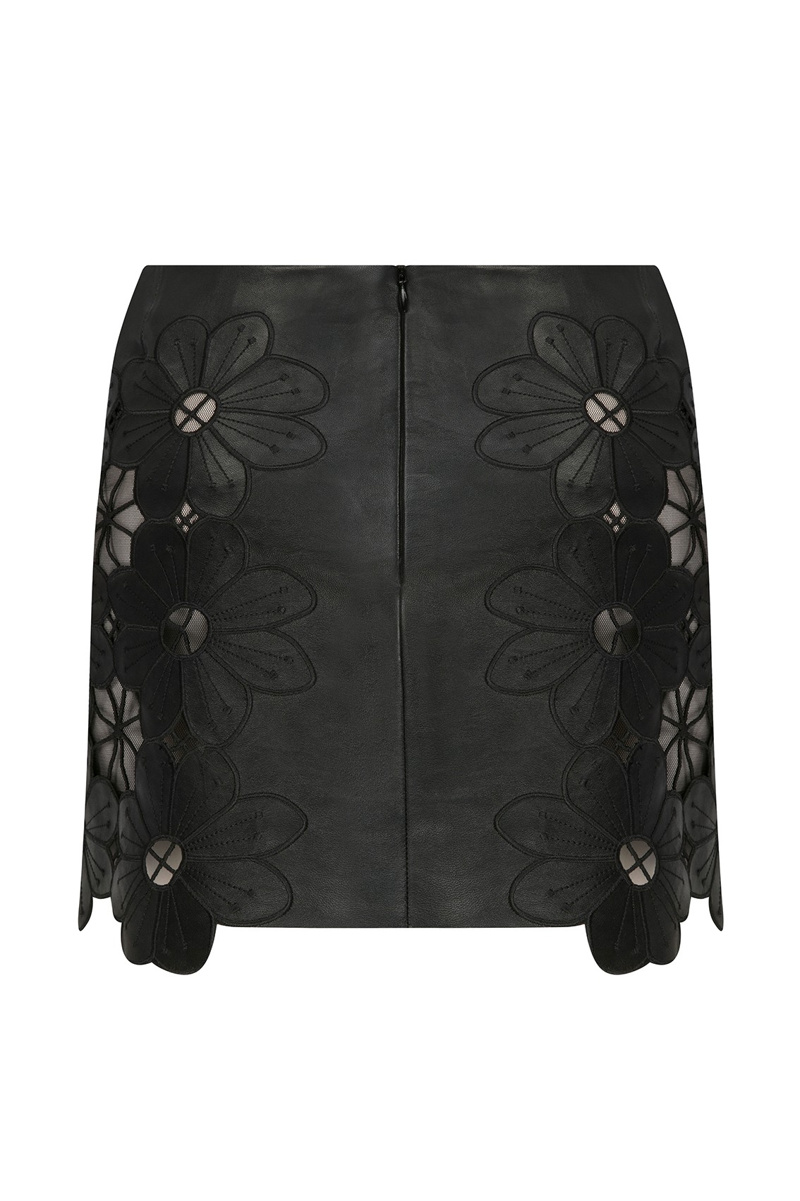 LIMITED EDITION - FLOWER OPEN-WORK MINI LEATHER SKIRT