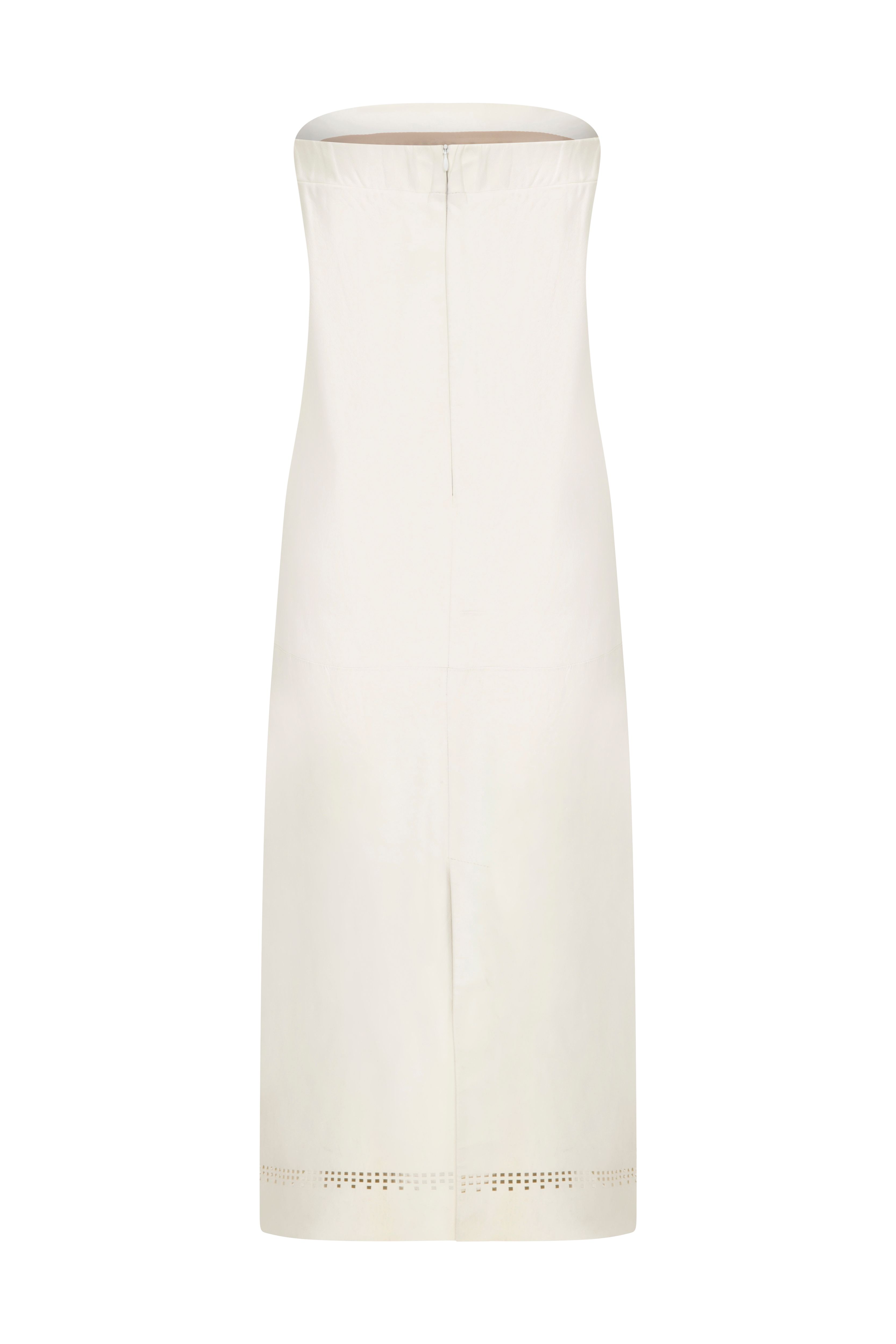 LIMITED EDITION - PERFORATED LEATHER STRAPLESS MIDI DRESS