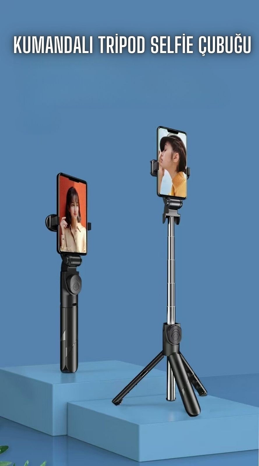 Selfie Çubuğu Tripod Siyah Kumandalı Bluetoothlu TP-1019