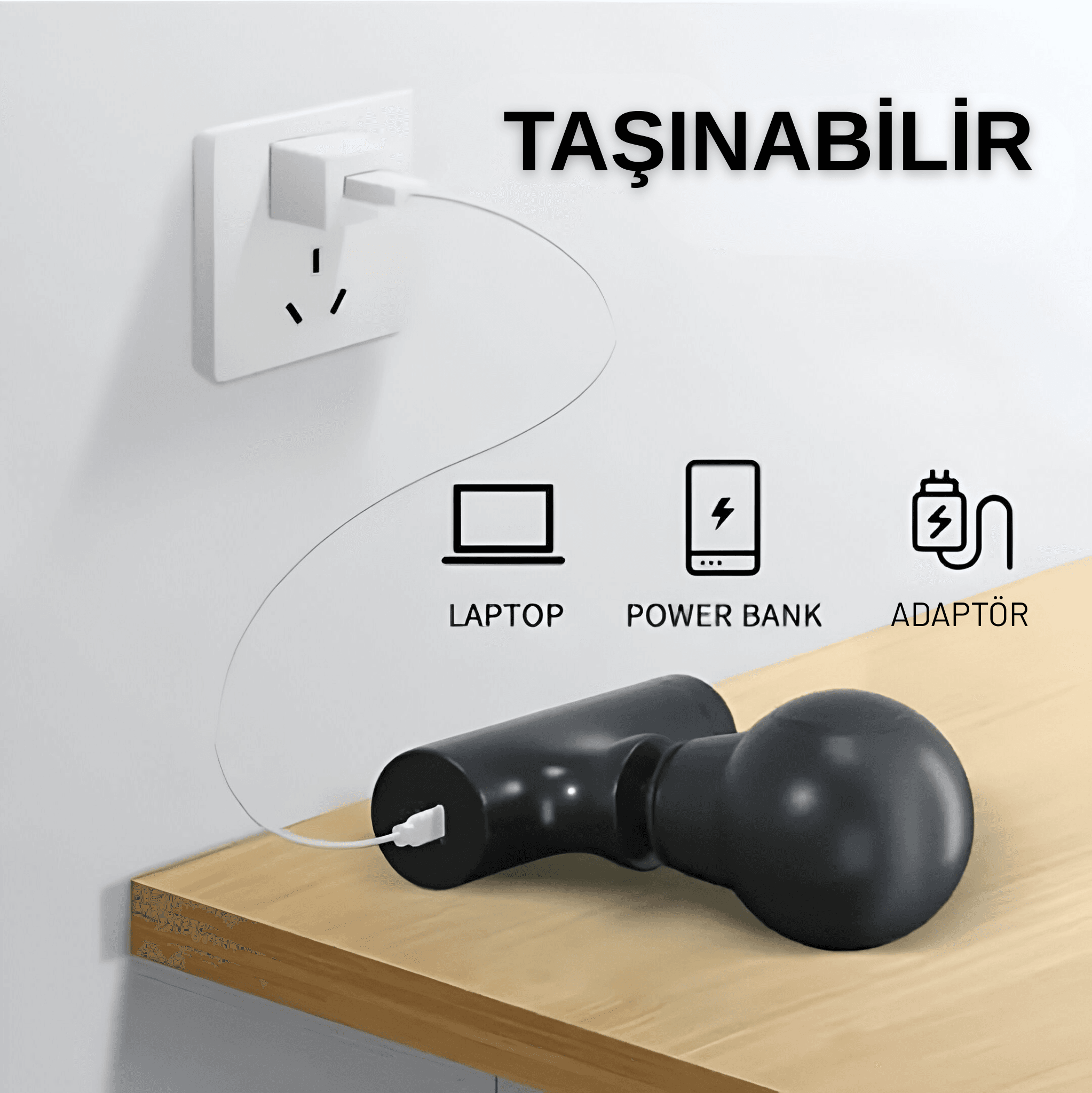Mini Masaj Tabancası Sporcu Masaj Aleti Taşınabilir Fasya Masaj Aleti TP-1035