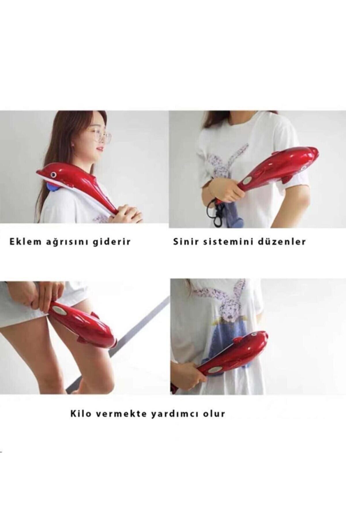 Elektrikli 3 Başlıklı Yunus Masaj Aleti Sırt Boyun Bacak Masaj Aleti Tp-1016