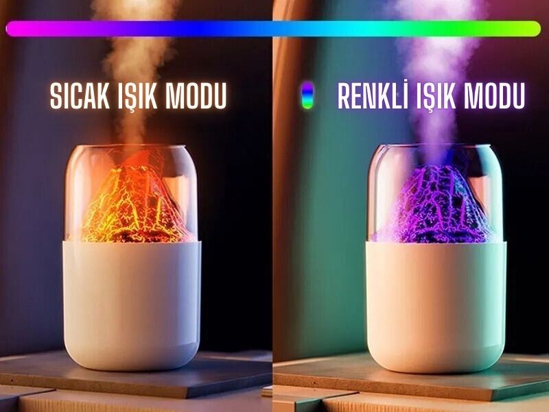 Volkanik Hava Nemlendirici 300mL Taşınabilir Ultrasonik Hava Nemlendirici Aroma Difüzörü H2o Tp-1022