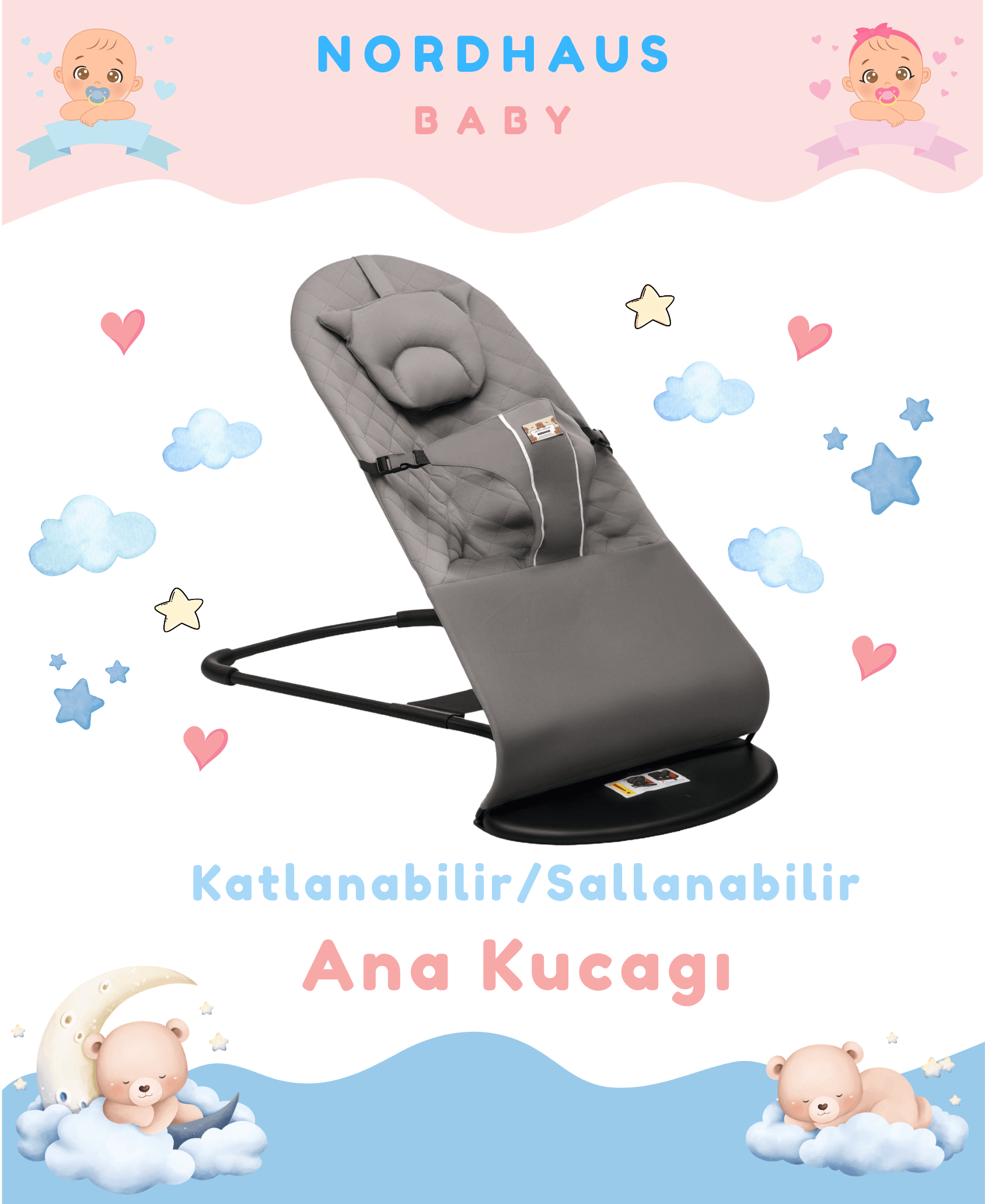 Premium Cotton Bebekler Için Üç Kademeli Kolay Taşınabilir Sallanan Ana Kucağı