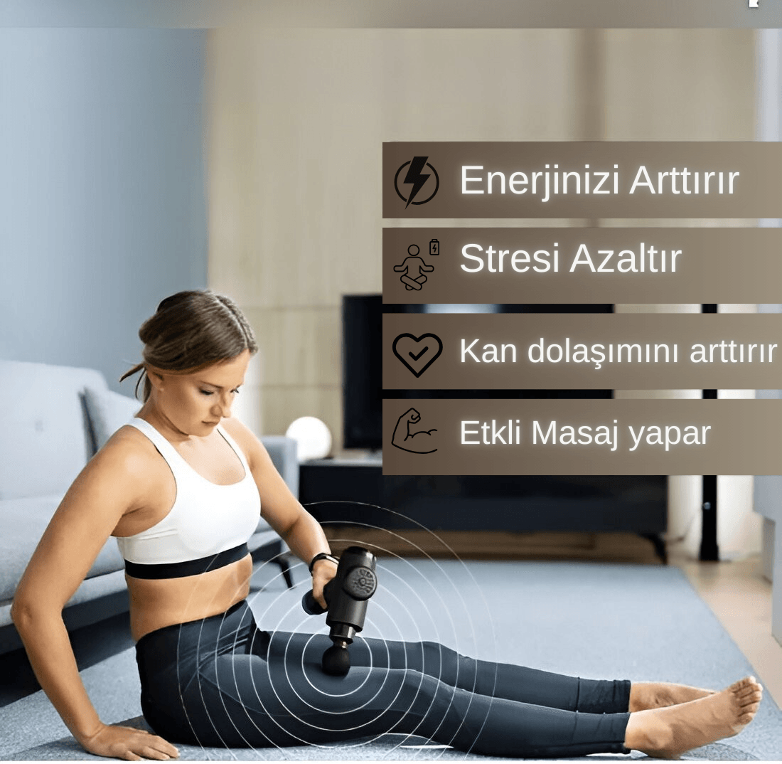 Masaj Tabancası Sporcu Masaj Aleti 9mm 4 Başlıklı Şarjlı Profesyonel Tabancası Masaj Aleti TP-1030