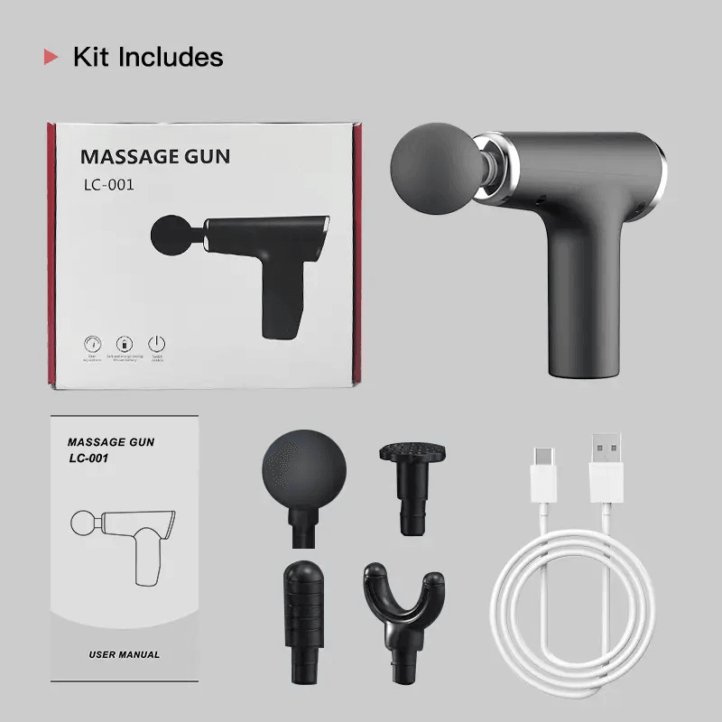 Masaj Tabancası Sporcu Masaj Aleti 4mm 4 Farklı Başlıklı Şarjlı Profesyonel Masaj Aleti TP-1027