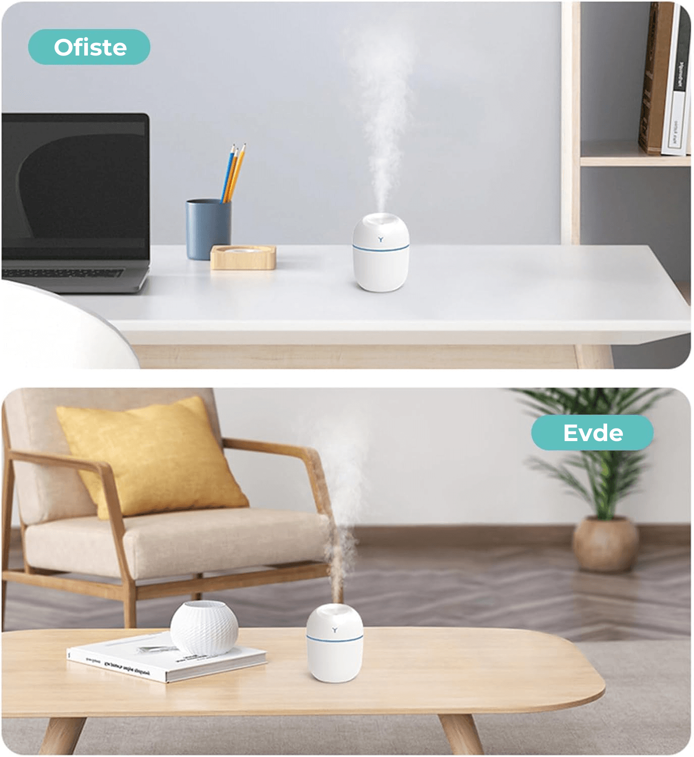 220 mL Hava Nemlendirici Led Işıklı Aroma Difizörü H2O TP-1021