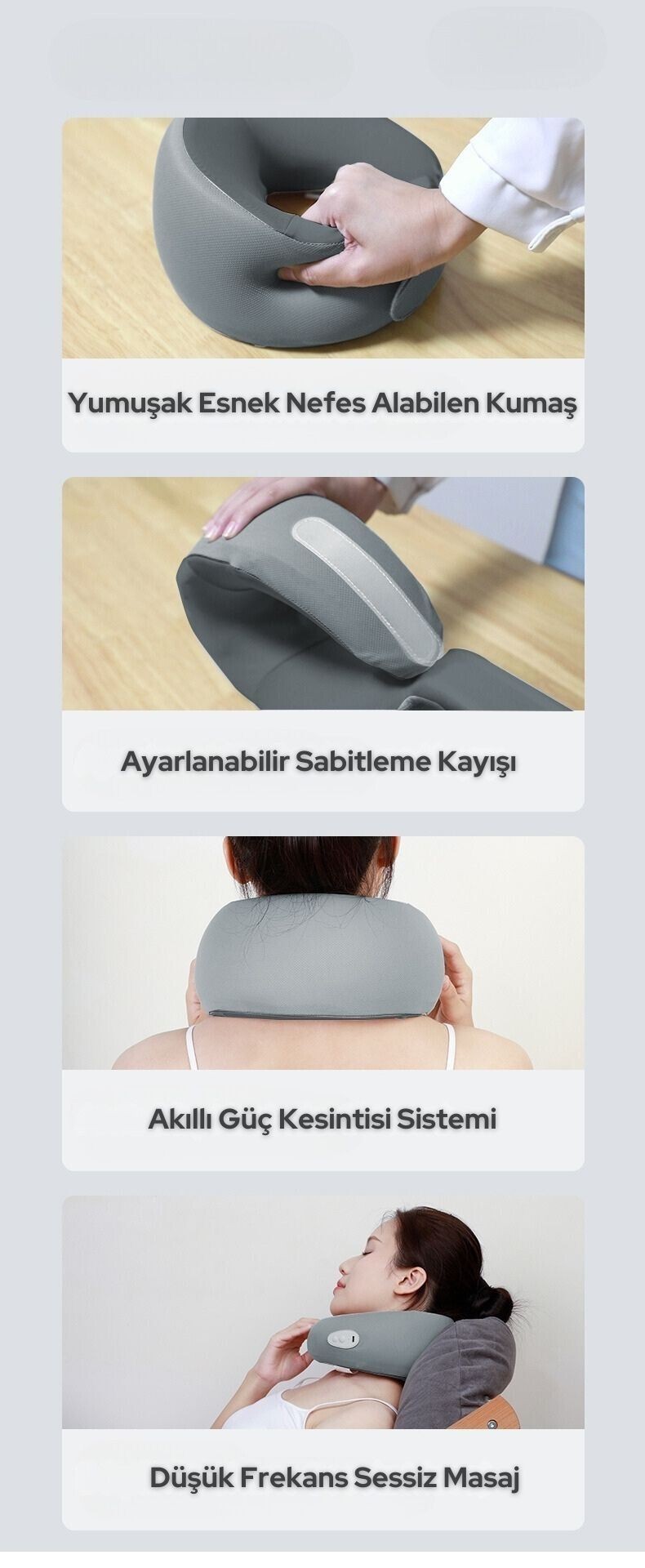Boyun Masaj Aleti U Şeklinde Şarjlı Boyun Masaj Yastığı TP-1007