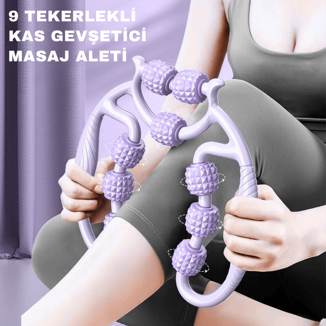 Kas Gevşetici Masaj Aleti 9 Tekerlekli Ayarlanabilir Lenf Drenaj Rulosu Bacak Kol Selülit