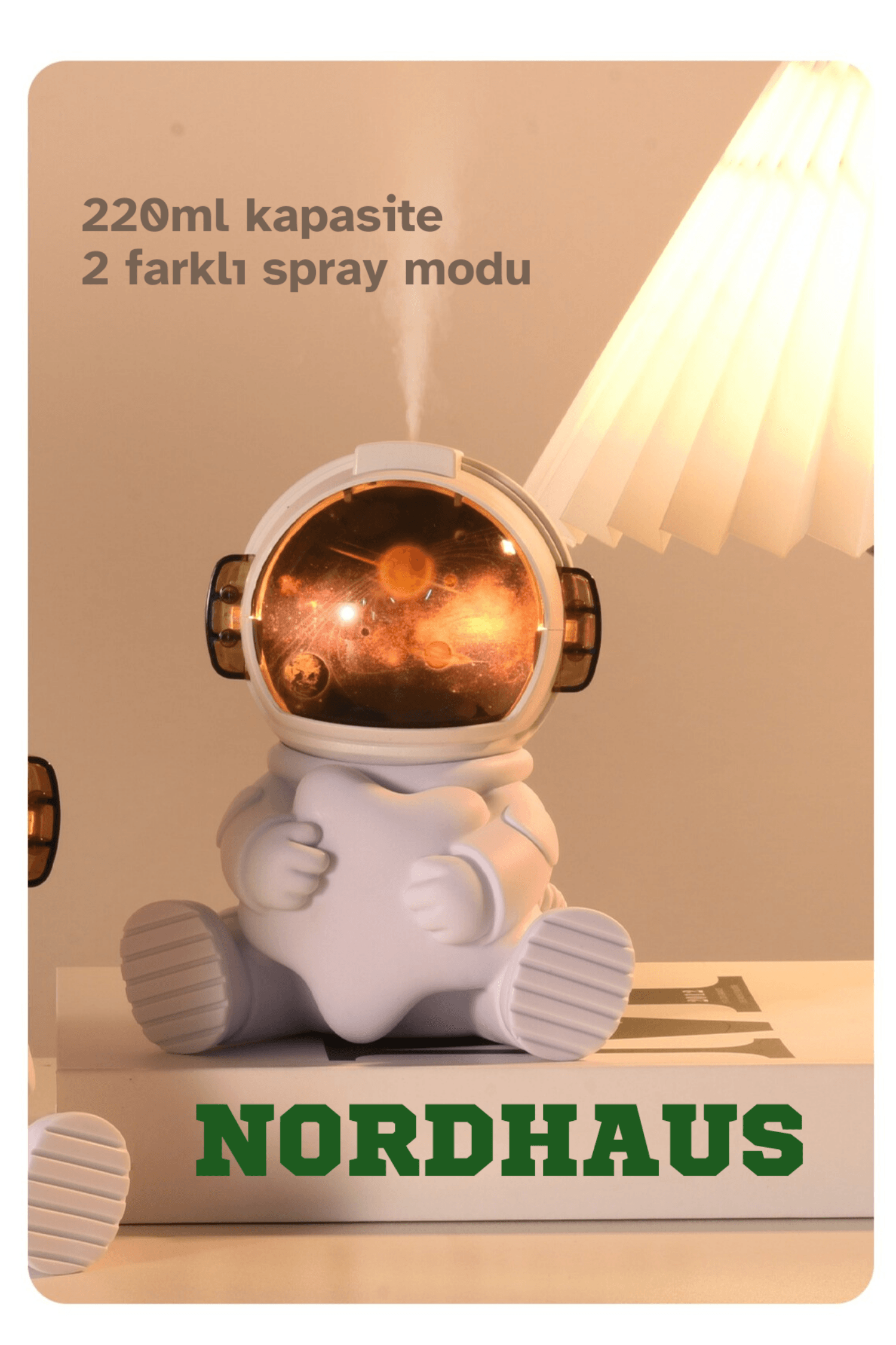 Astronot Ay Şekilli Gece Lambalı 220 ml Ultrasonik Hava Nemlendirici TP-1036