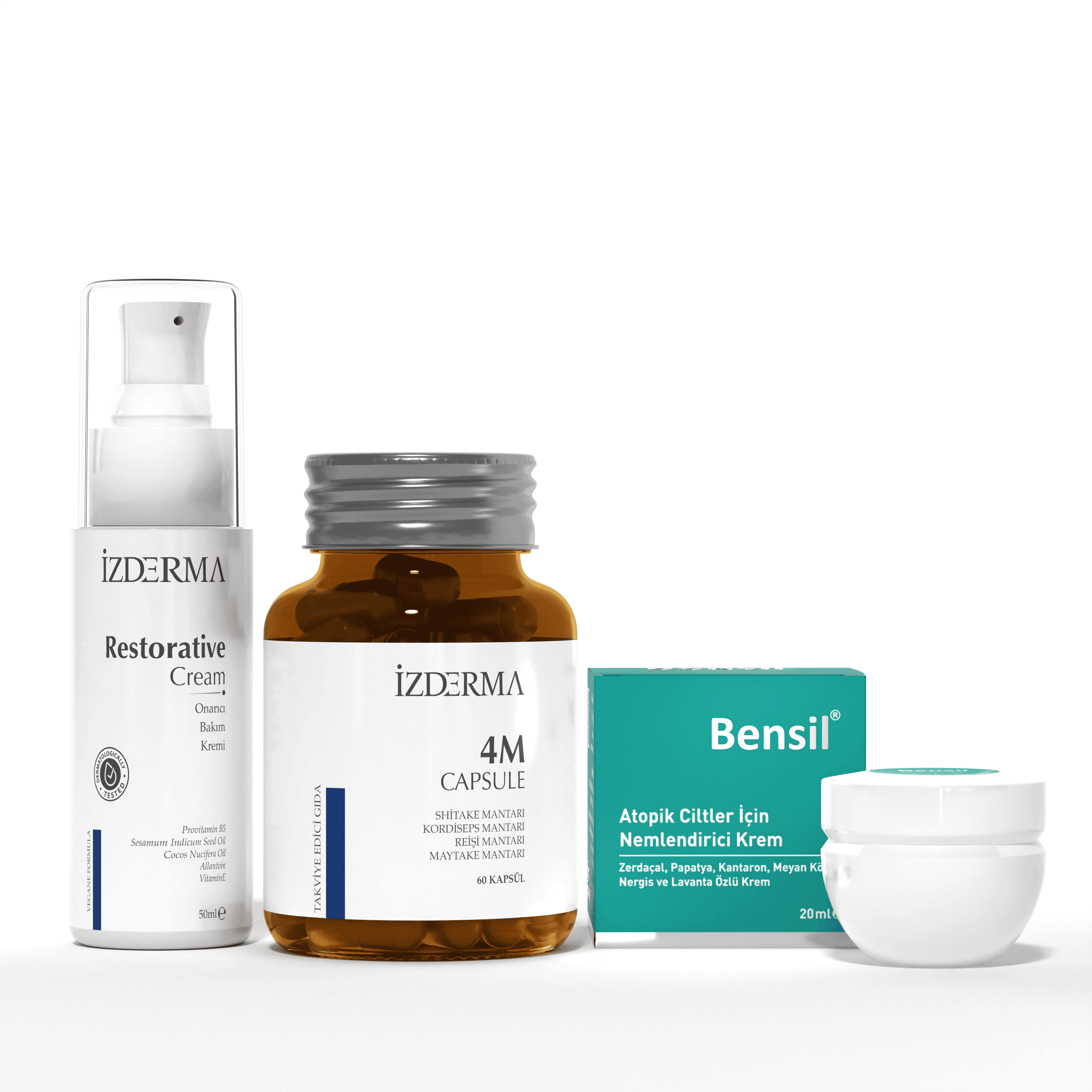 Bensil & Onarıcı Bakım Kremi & 4M Capsule AHCC Takviye Gıda Set