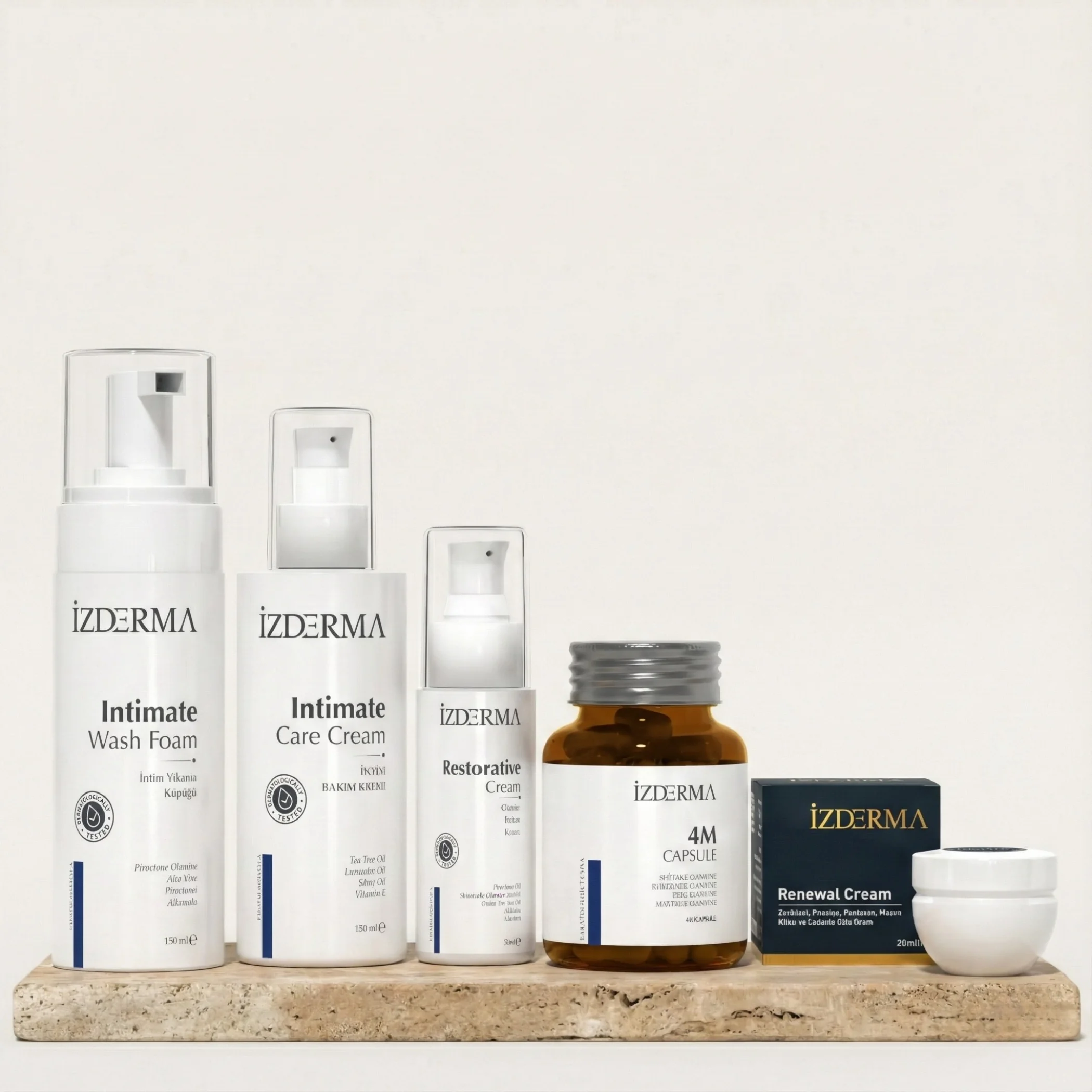 Renewal & 4M Capsule AHCC & İntim Seri & Onarıcı Bakım Kremi 5'li Set