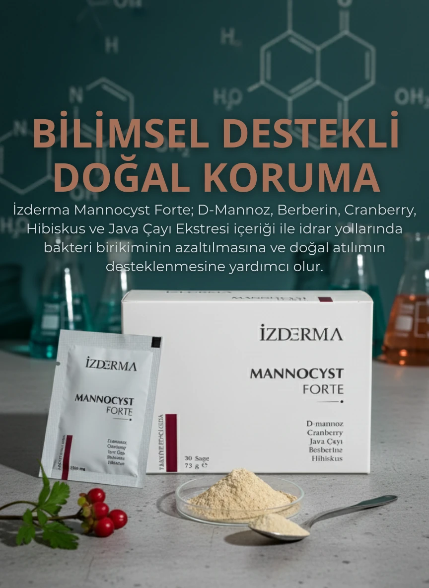 Mannocyst Forte D-Mannoz, Cranberry, Berberin, Java Çayı ve Hibiskus İçeren Takviye Edici Gıda (30 Şase)