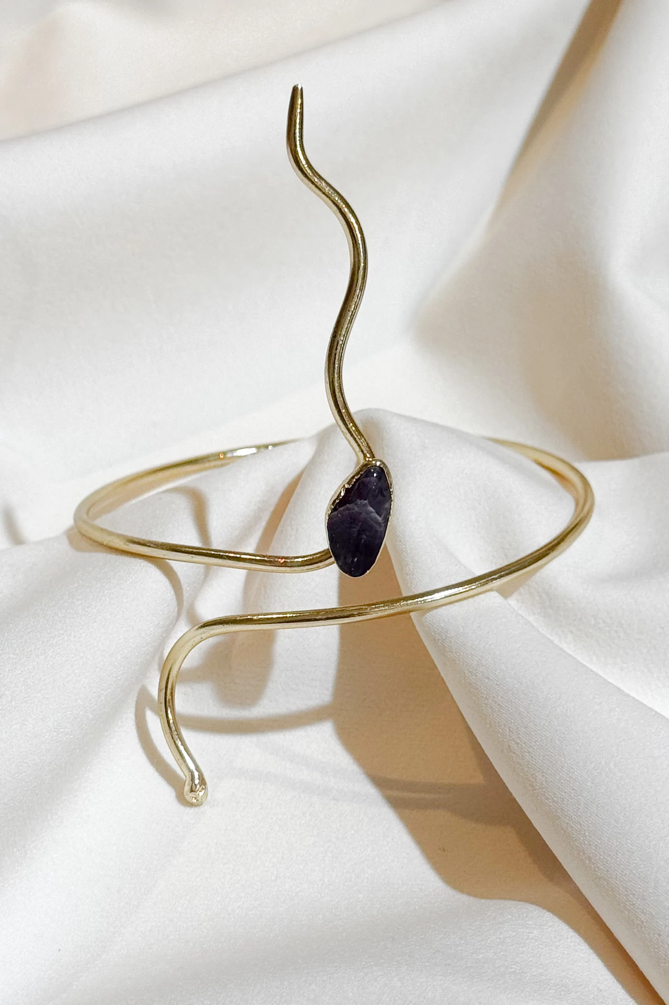 Altın Kaplama Ametist Doğal Taşlı Pazı Bileklik