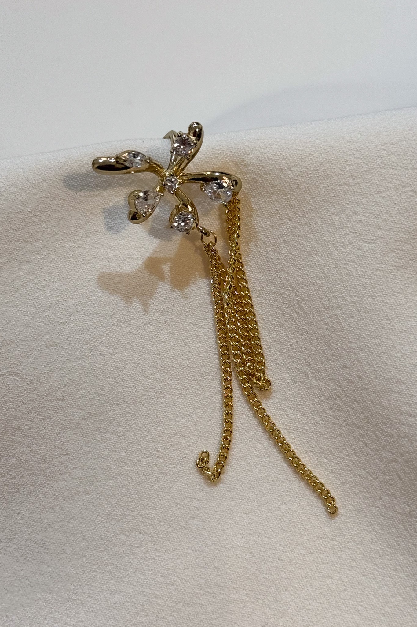 Gold-Silver Taşlı Çelik Earcuff