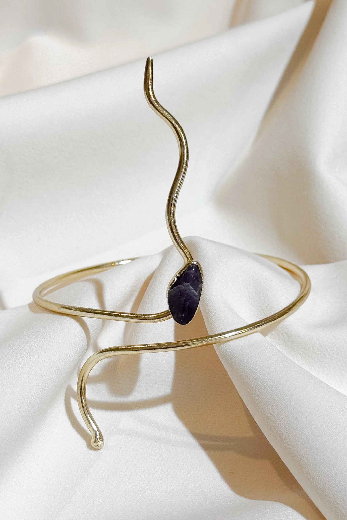 Altın Kaplama Ametist Doğal Taşlı Pazı Bileklik