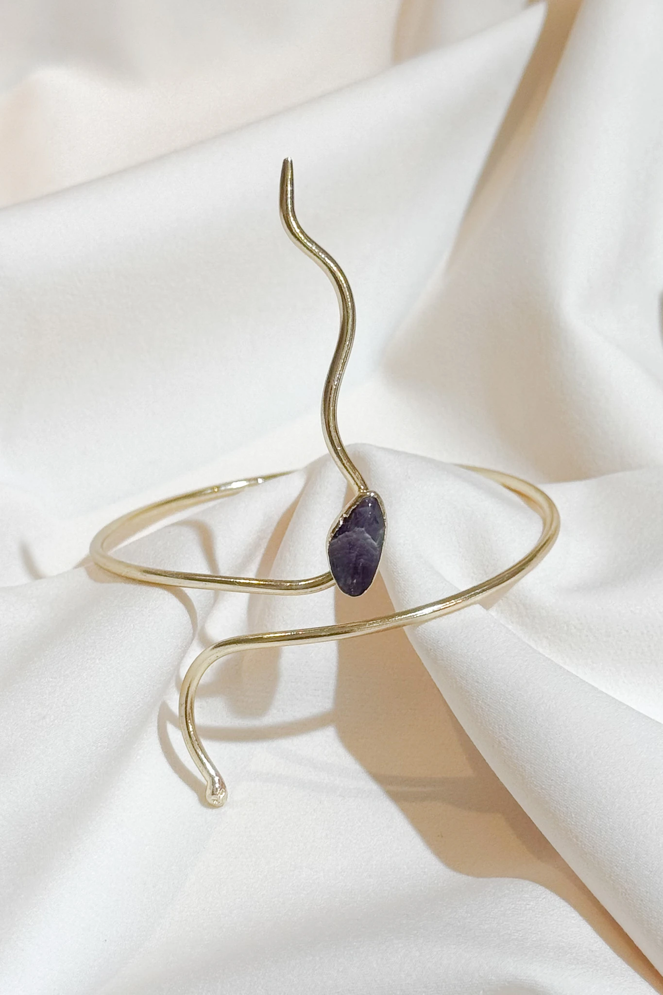 Altın Kaplama Ametist Doğal Taşlı Pazı Bileklik