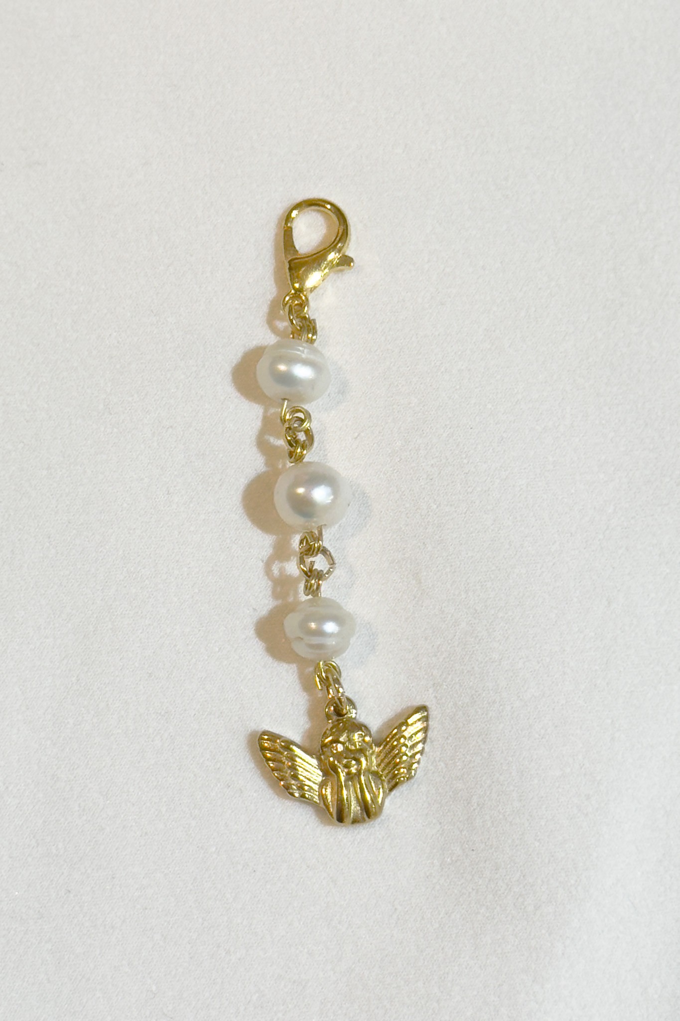 Gold Melek ve Gerçek İncili Charm