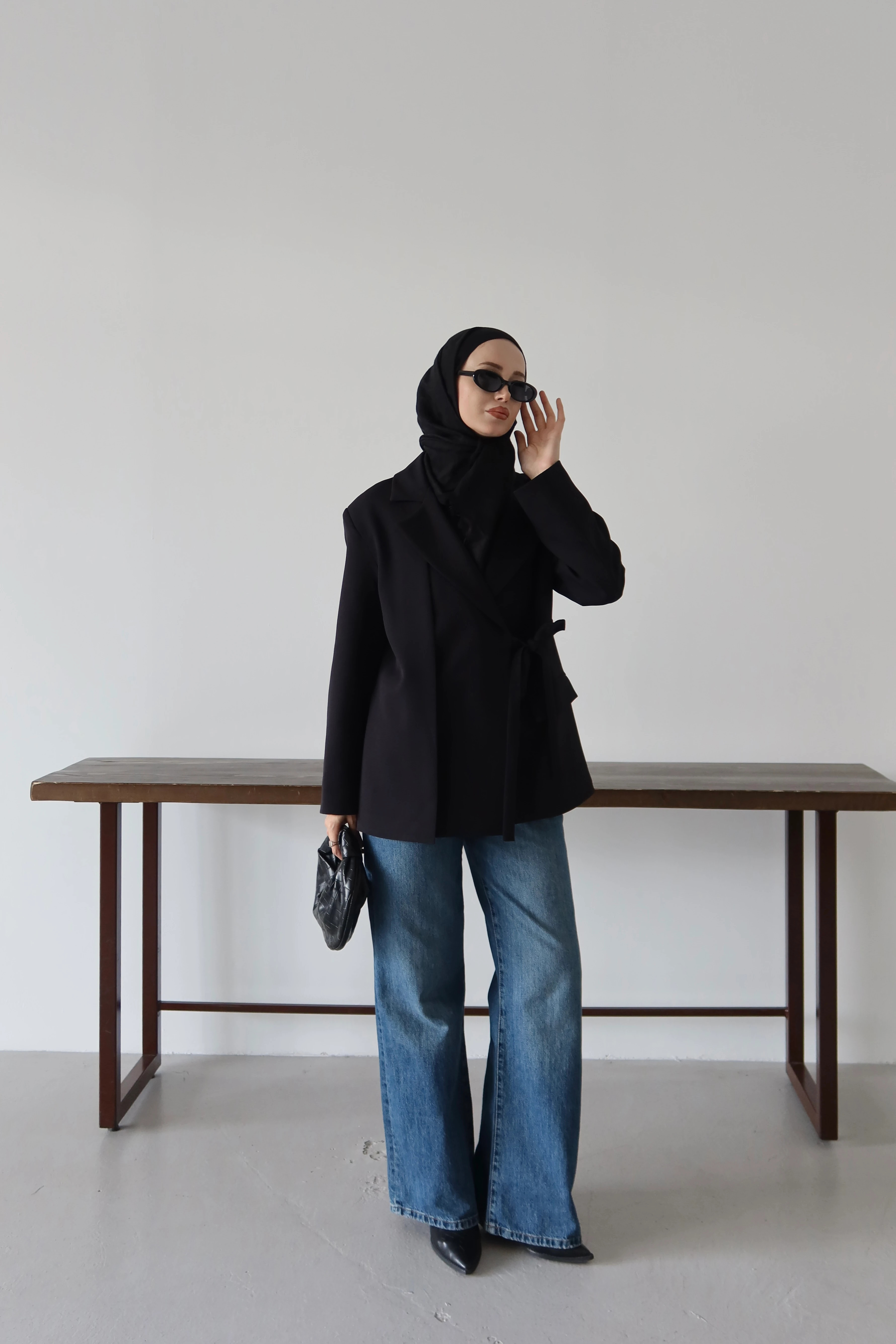 Yandan Bağlamalı Tesettür Dabıl Ceket